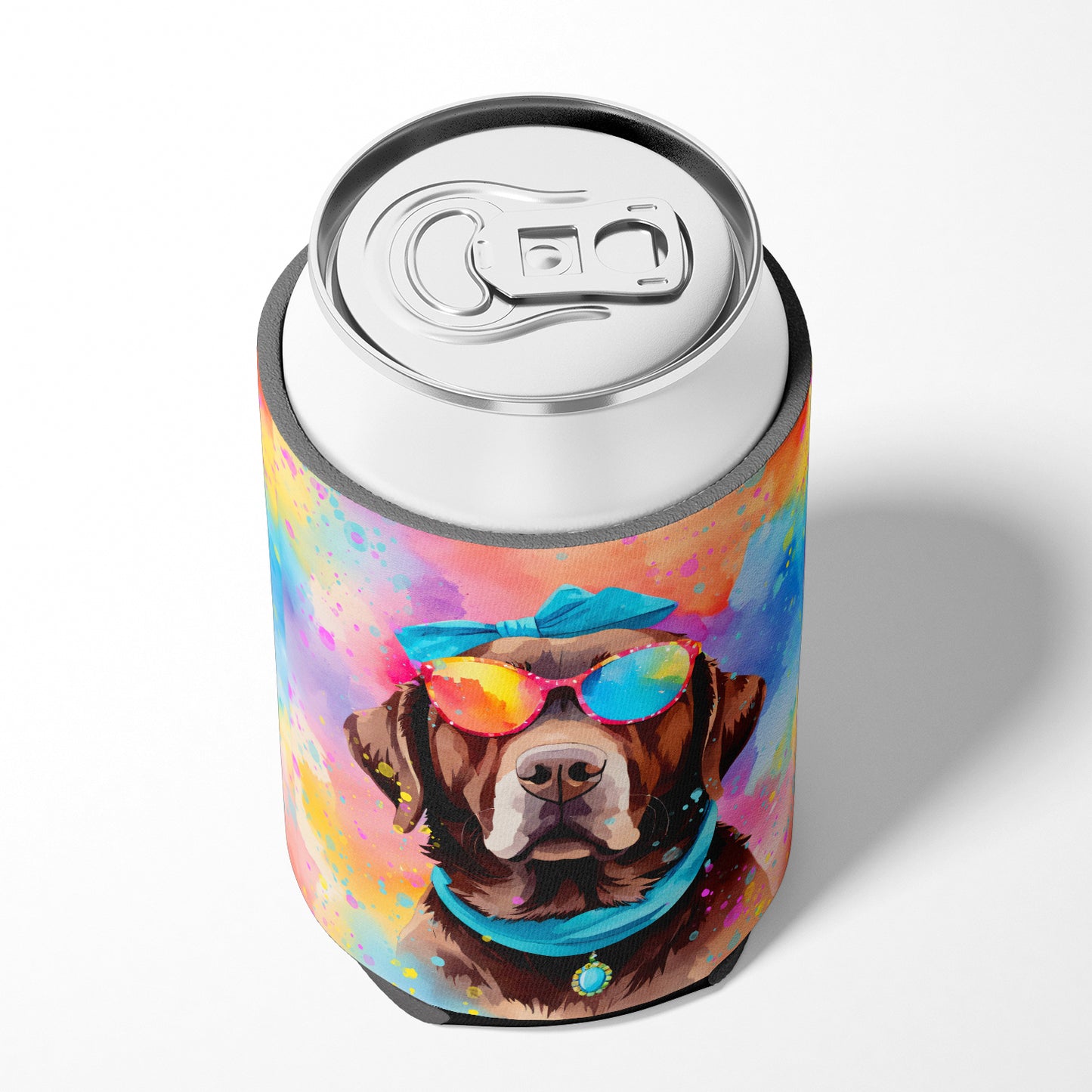 Chocolate Labrador Hippie Dawg Can or Bottle Hugger