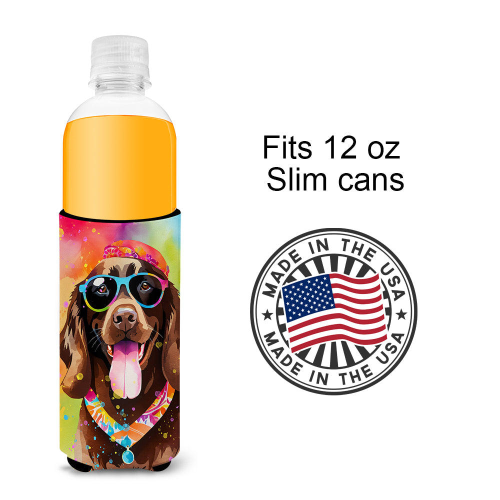 Chocolate Labrador Hippie Dawg Hugger for Ultra Slim Cans