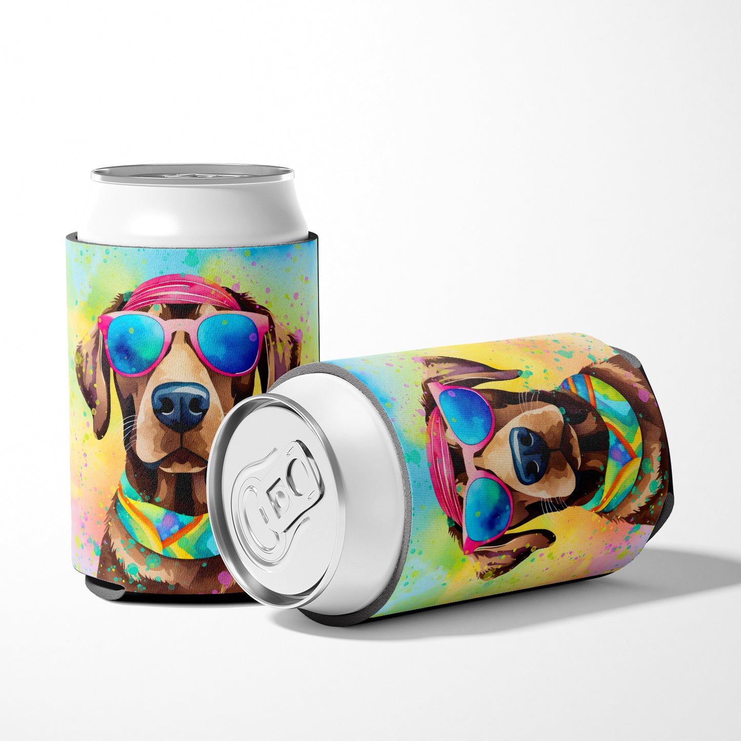 Chocolate Labrador Hippie Dawg Can or Bottle Hugger