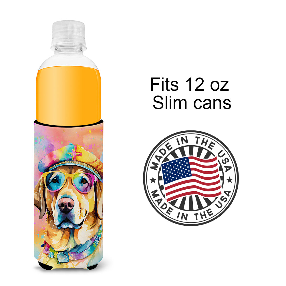 Yellow Labrador Hippie Dawg Hugger for Ultra Slim Cans