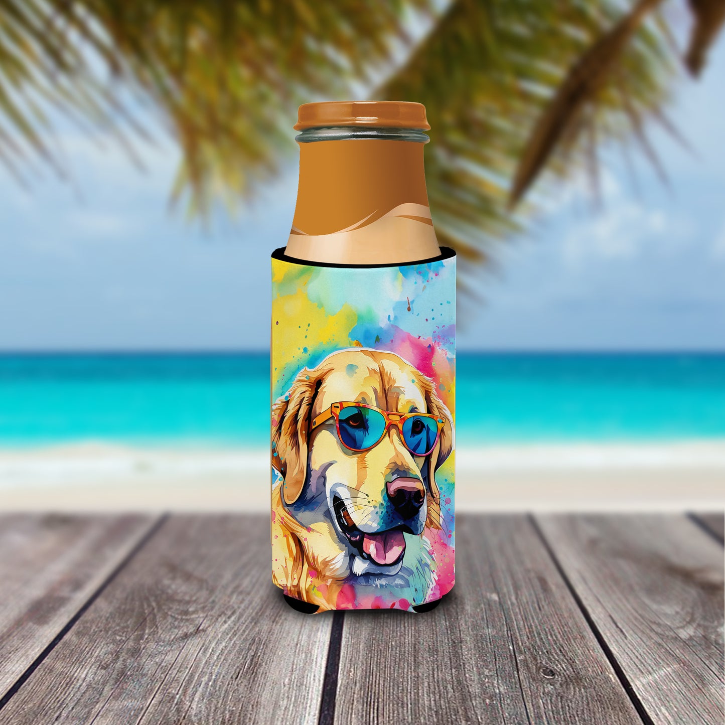 Yellow Labrador Hippie Dawg Hugger for Ultra Slim Cans