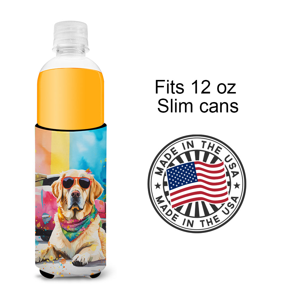 Yellow Labrador Hippie Dawg Hugger for Ultra Slim Cans