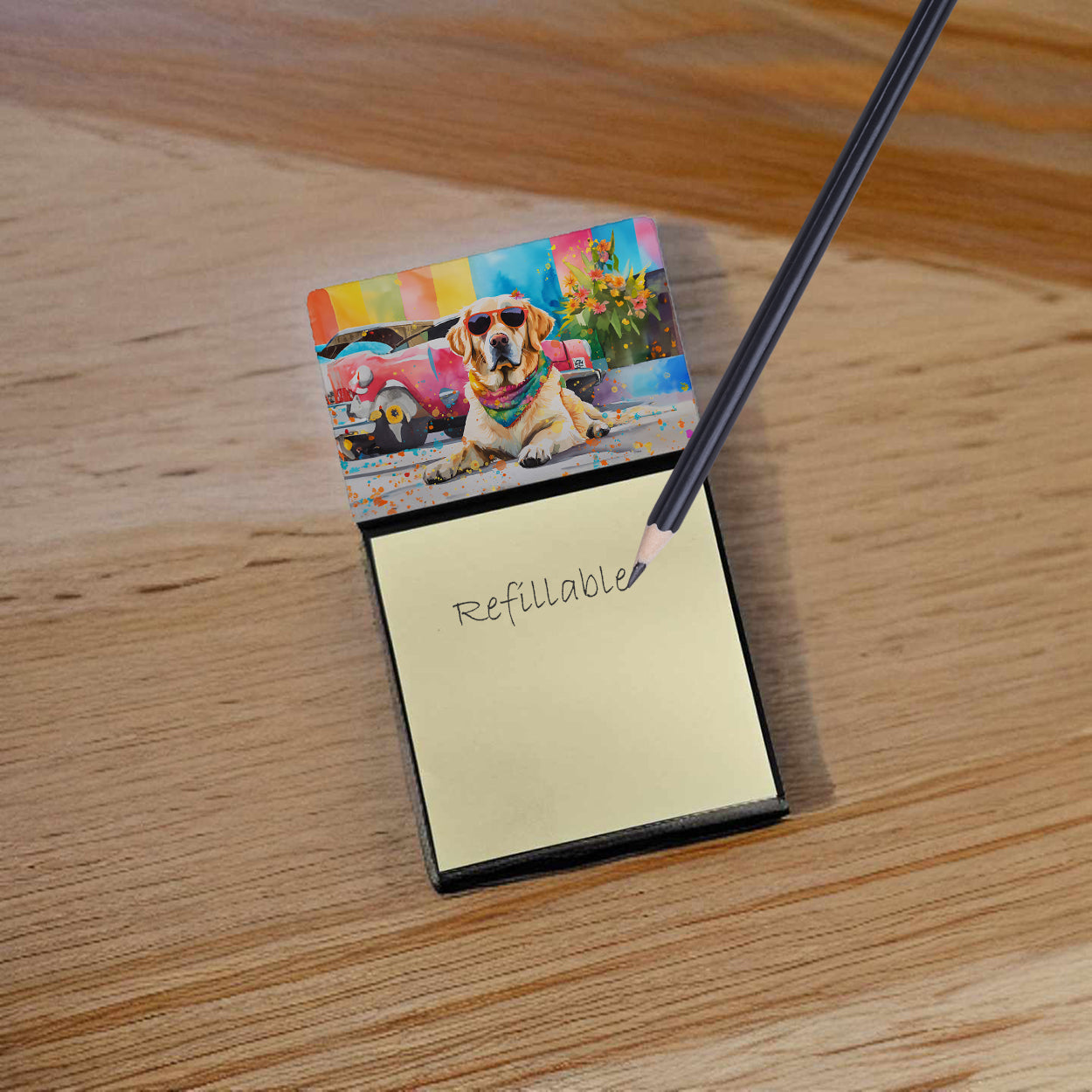 Yellow Labrador Hippie Dawg Sticky Note Holder