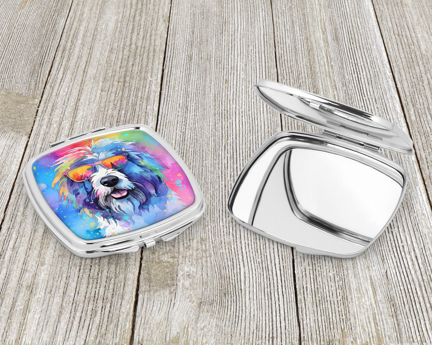 Old English Sheepdog Hippie Dawg Compact Mirror