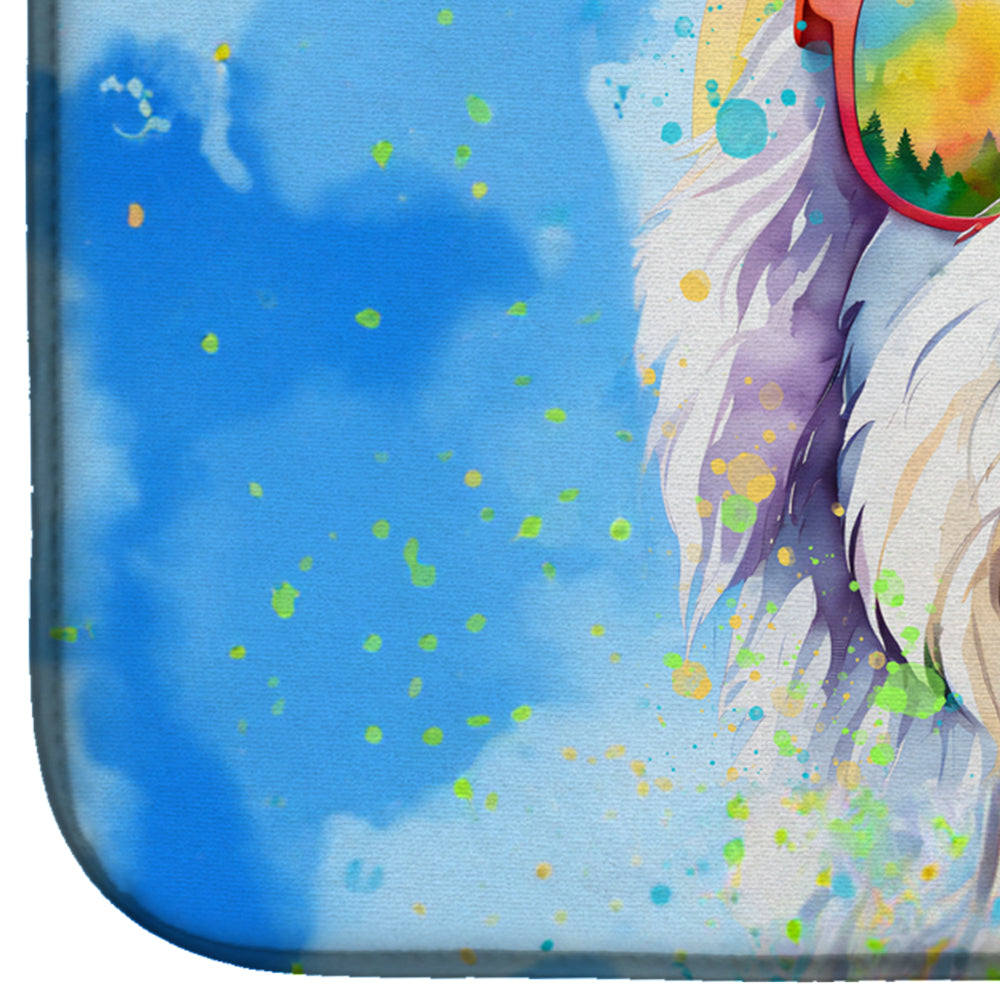 Old English Sheepdog Hippie Dawg Dish Drying Mat
