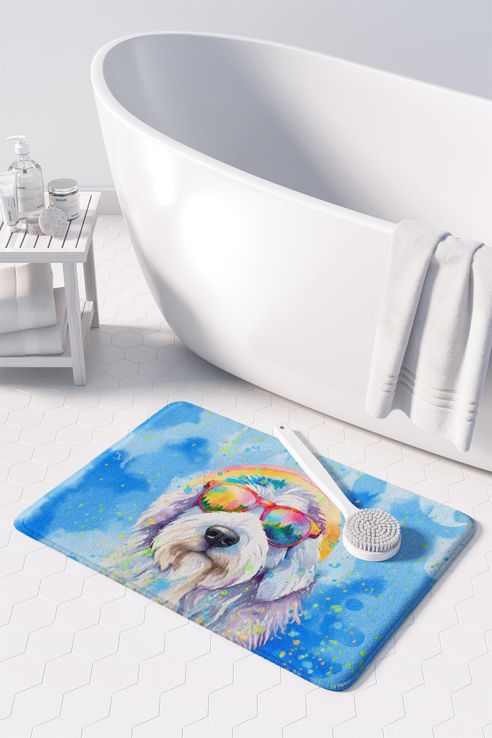 Old English Sheepdog Hippie Dawg Memory Foam Kitchen Mat