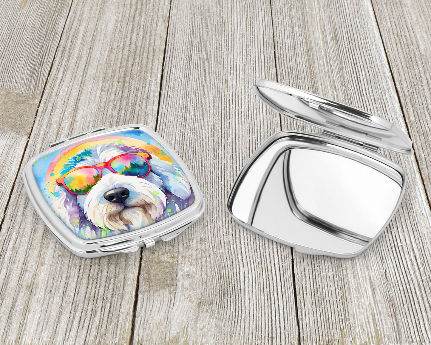 Old English Sheepdog Hippie Dawg Compact Mirror