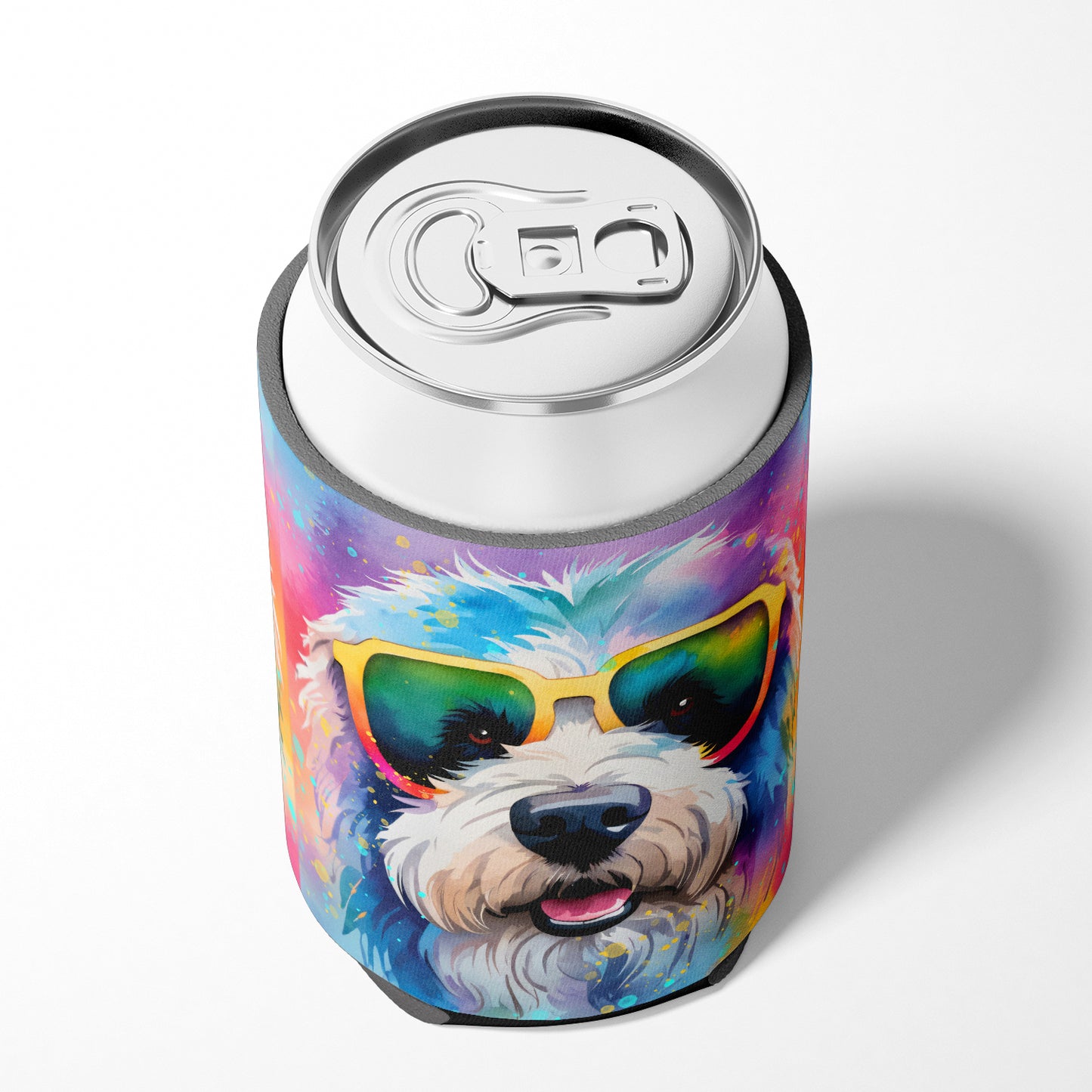 Old English Sheepdog Hippie Dawg Can or Bottle Hugger