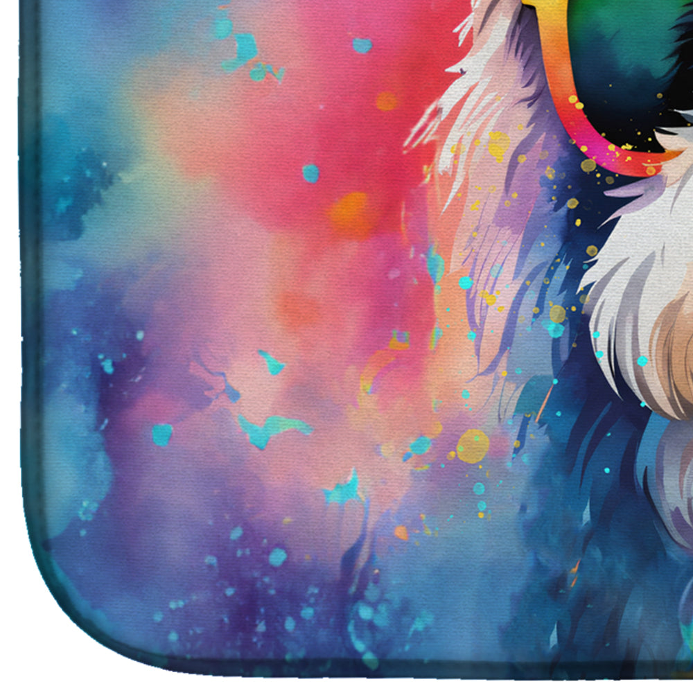 Old English Sheepdog Hippie Dawg Dish Drying Mat
