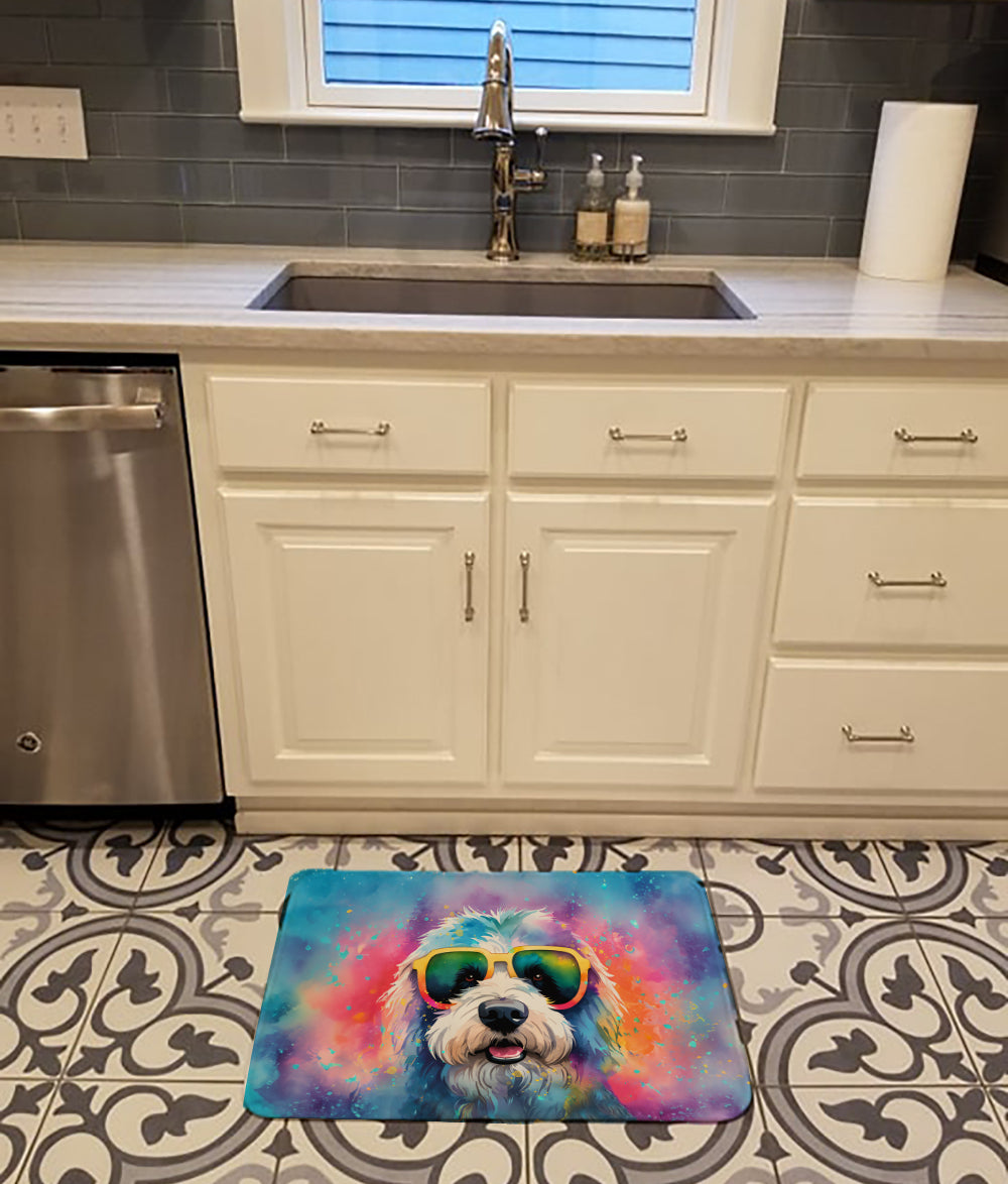 Old English Sheepdog Hippie Dawg Memory Foam Kitchen Mat