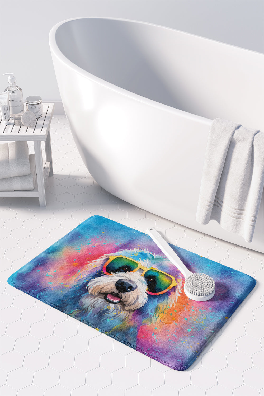 Old English Sheepdog Hippie Dawg Memory Foam Kitchen Mat