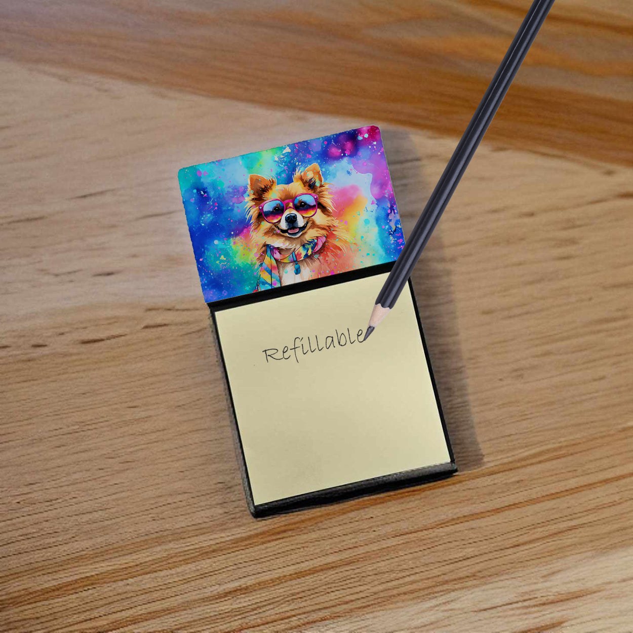 Pomeranian Hippie Dawg Sticky Note Holder