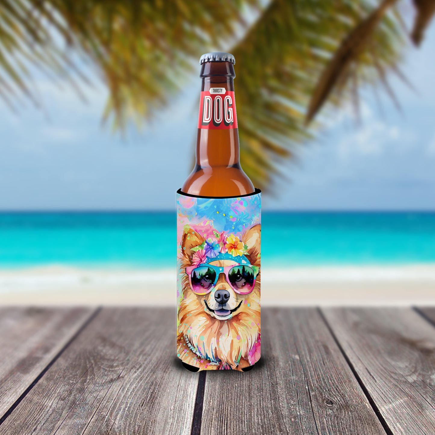 Pomeranian Hippie Dawg Hugger for Ultra Slim Cans