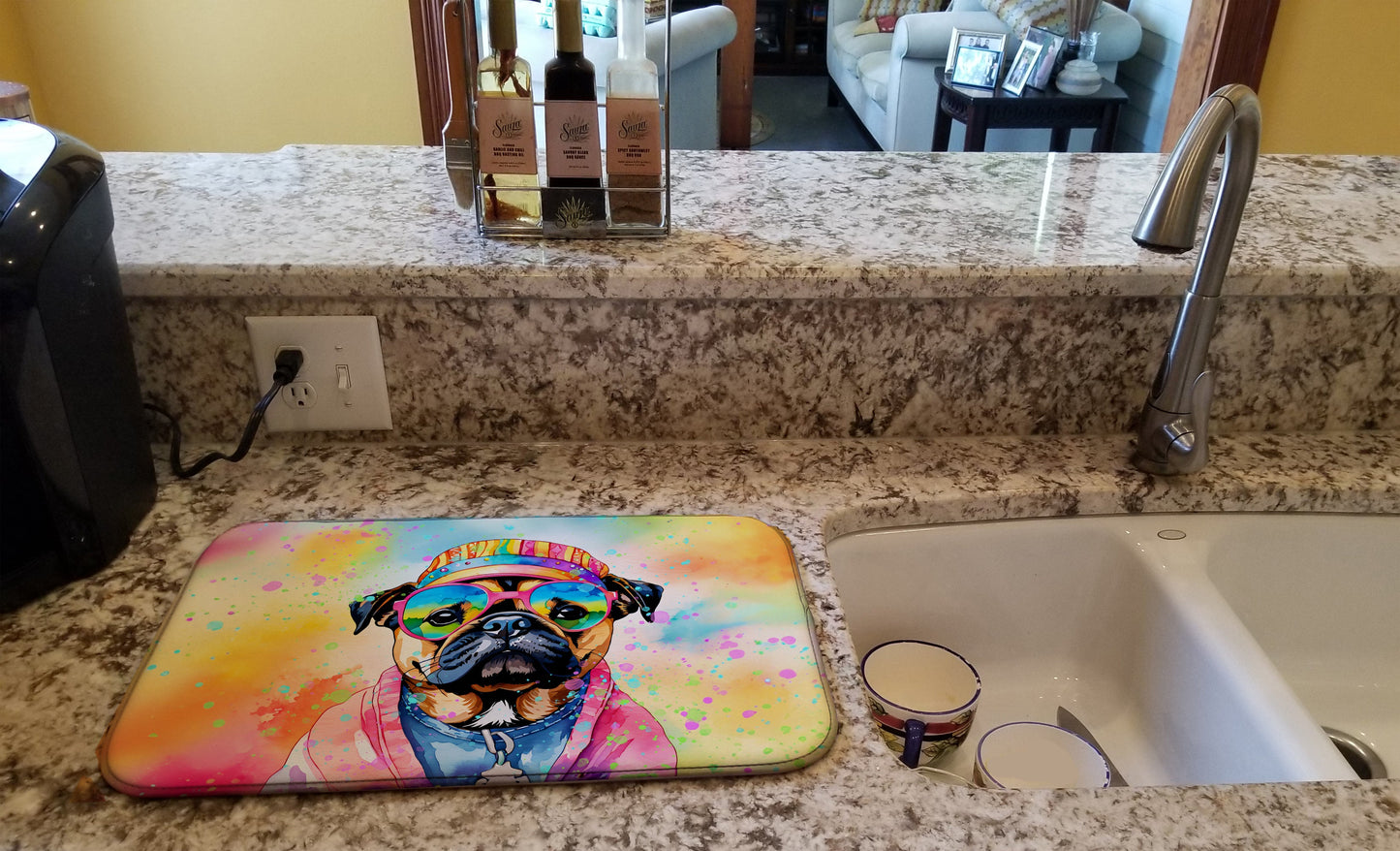 Pug Hippie Dawg Dish Drying Mat