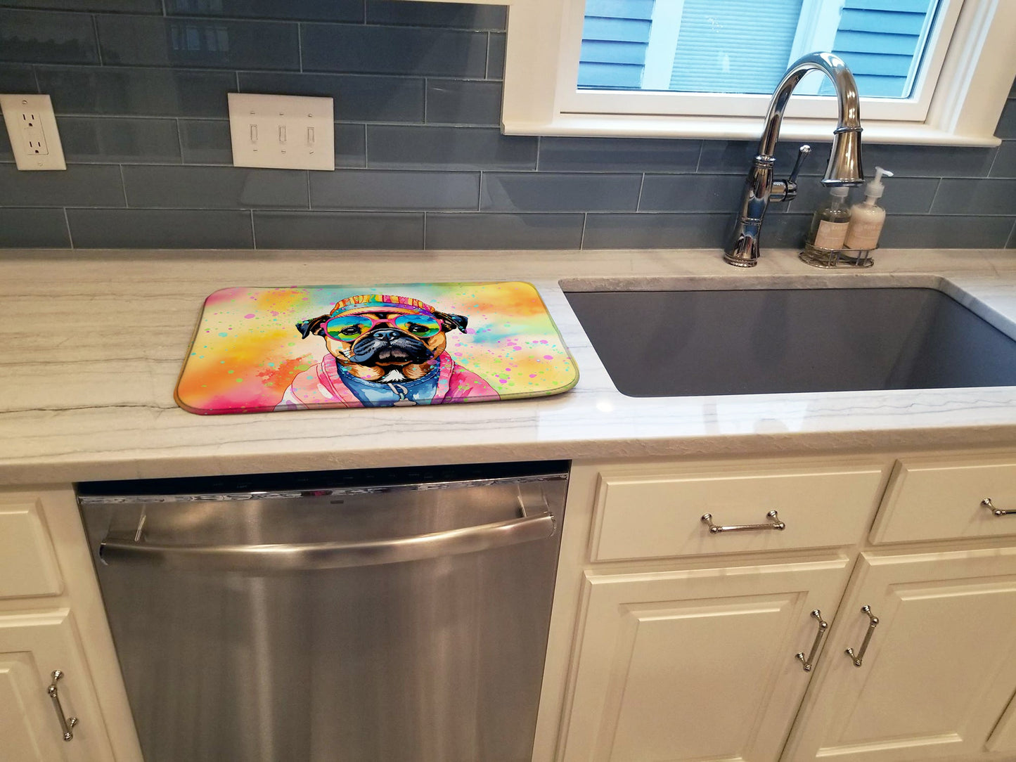 Pug Hippie Dawg Dish Drying Mat