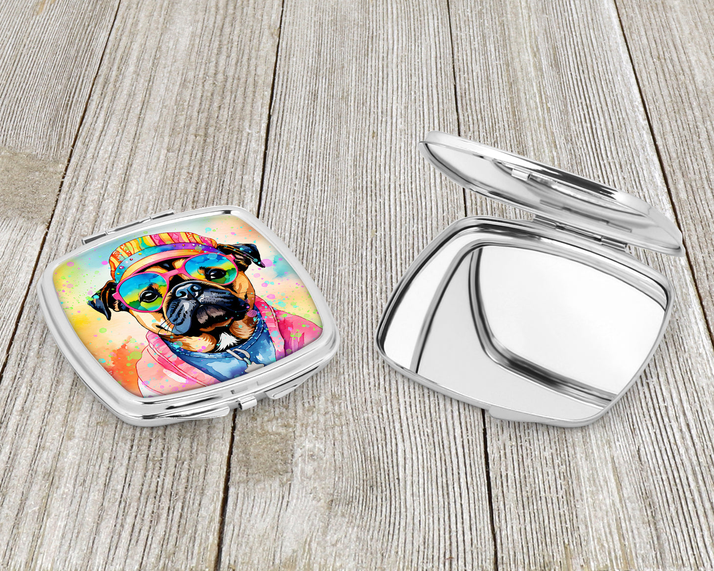 Pug Hippie Dawg Compact Mirror