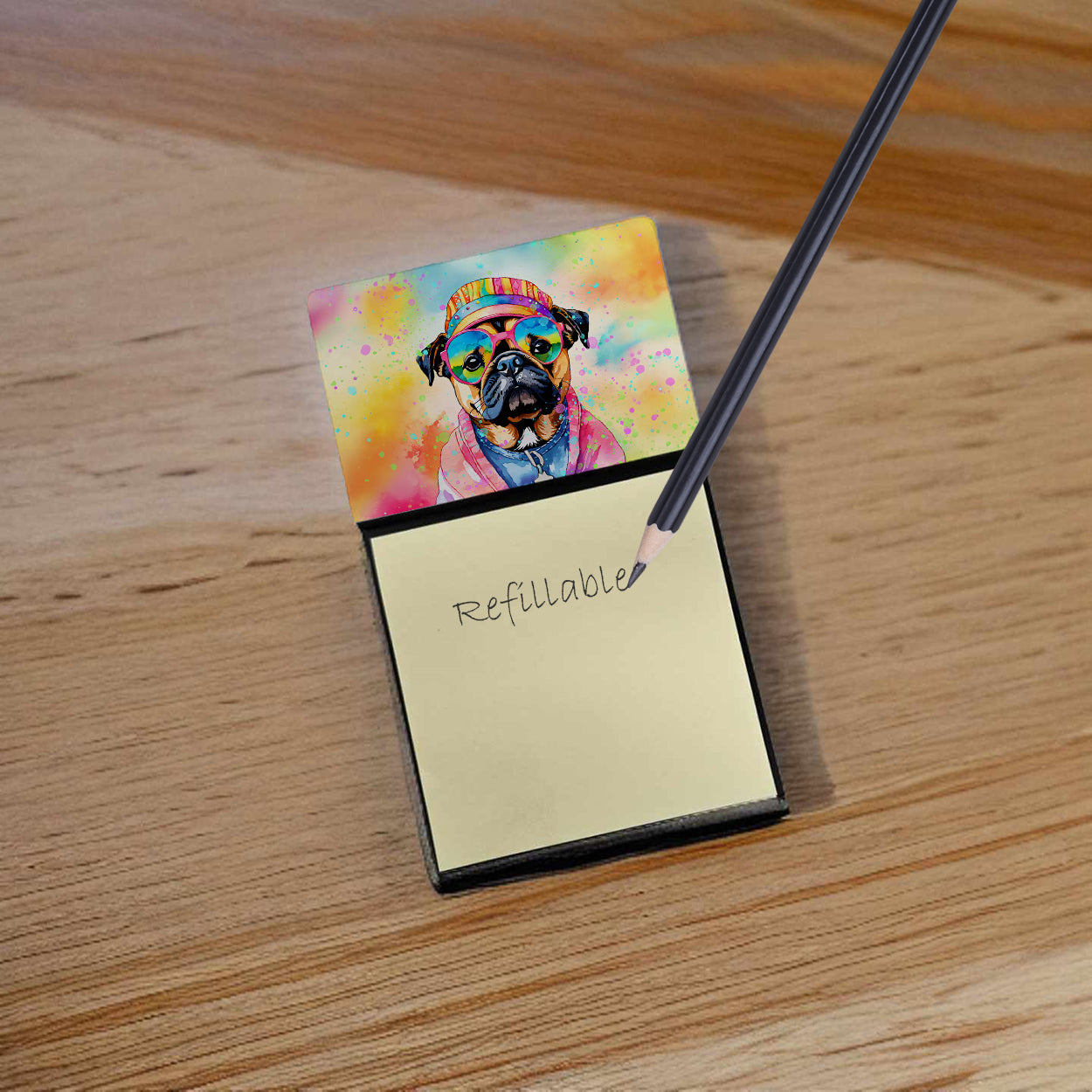 Pug Hippie Dawg Sticky Note Holder