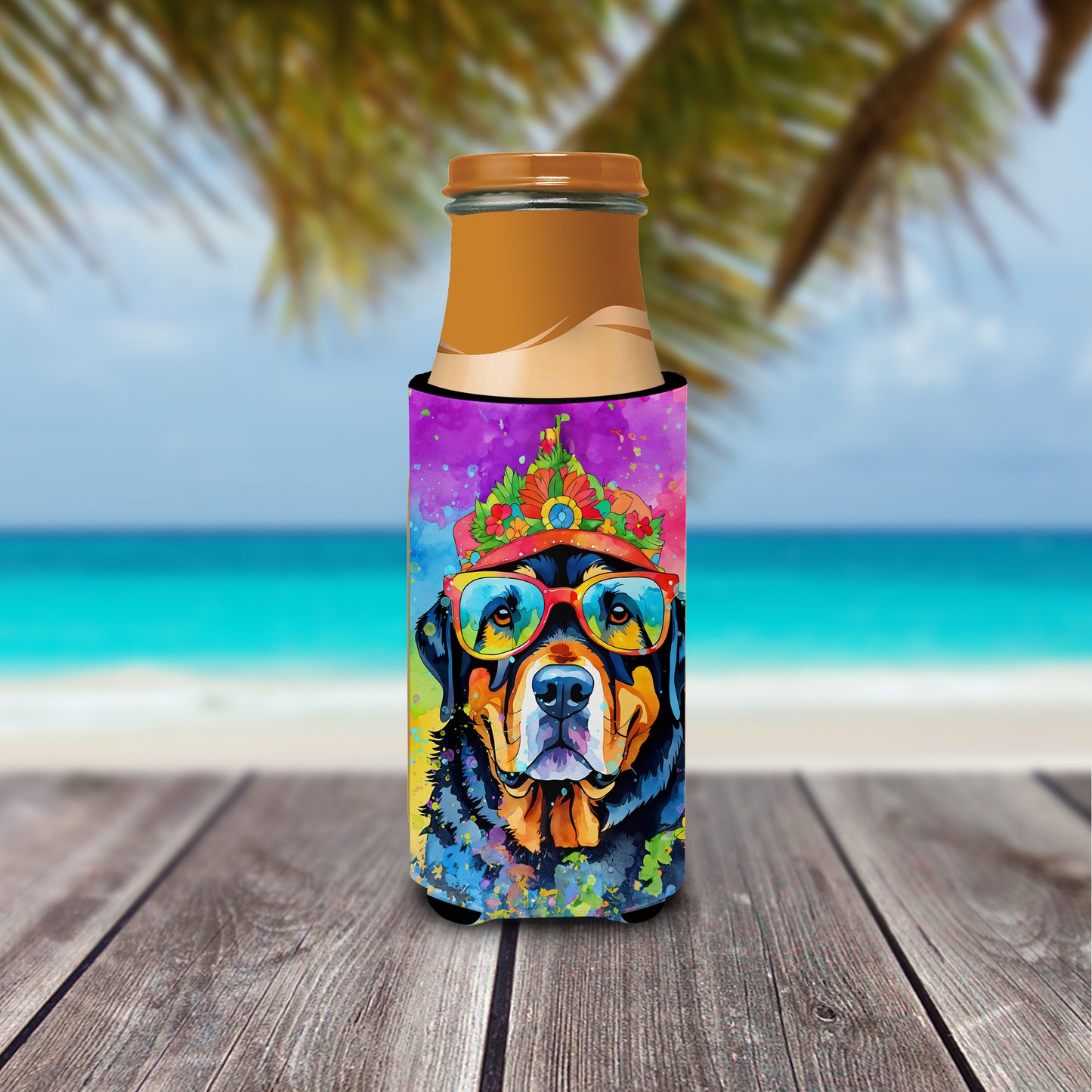 Rottweiler Hippie Dawg Hugger for Ultra Slim Cans