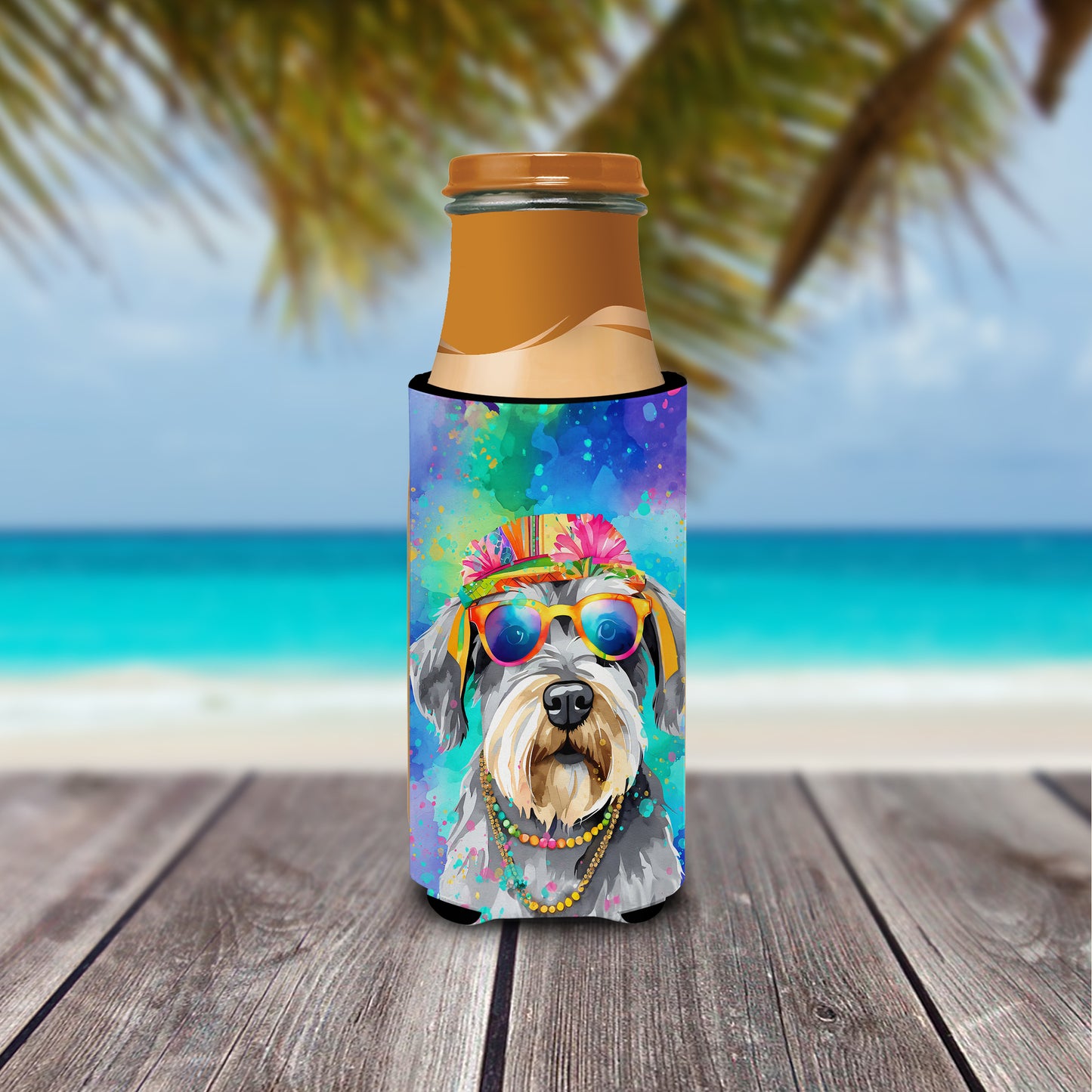 Schnauzer Hippie Dawg Hugger for Ultra Slim Cans