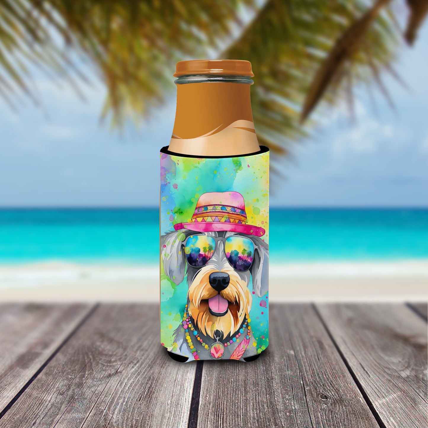 Schnauzer Hippie Dawg Hugger for Ultra Slim Cans