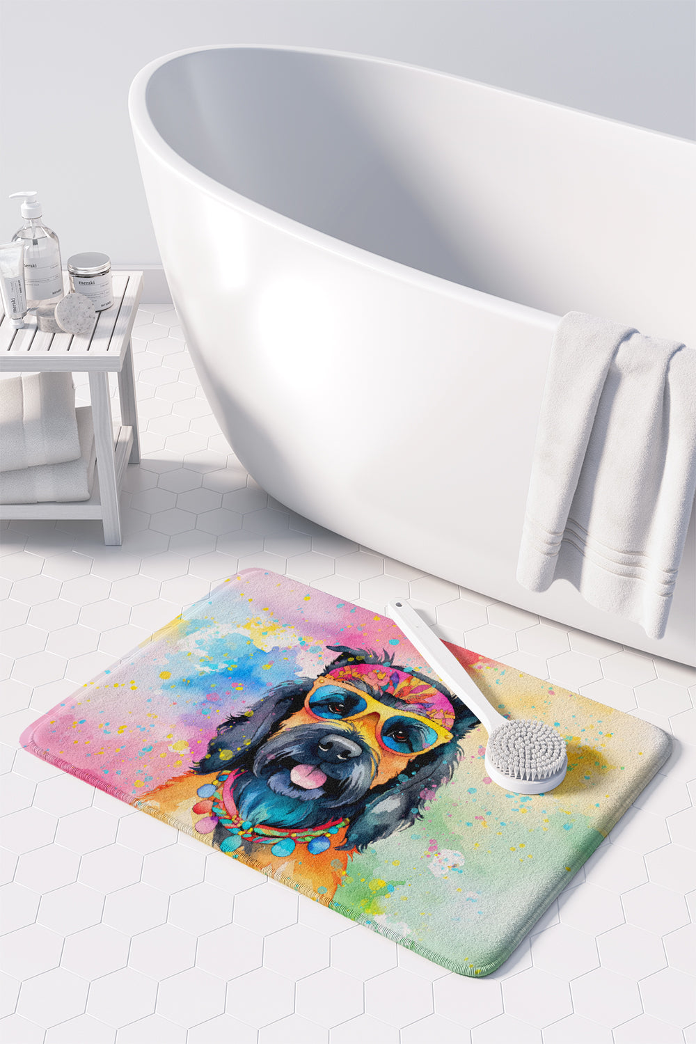 Scottish Terrier Hippie Dawg Memory Foam Kitchen Mat