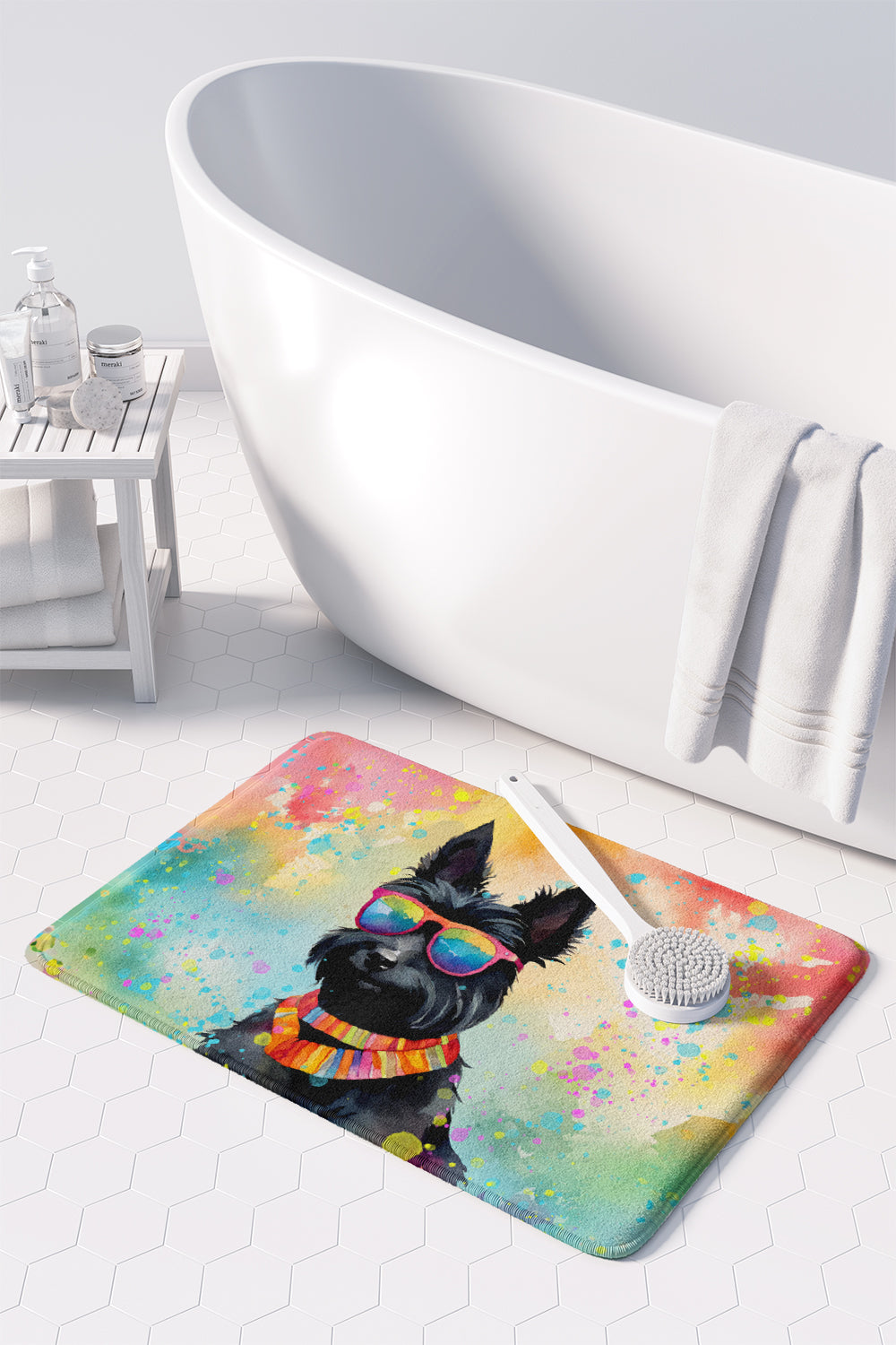 Scottish Terrier Hippie Dawg Memory Foam Kitchen Mat