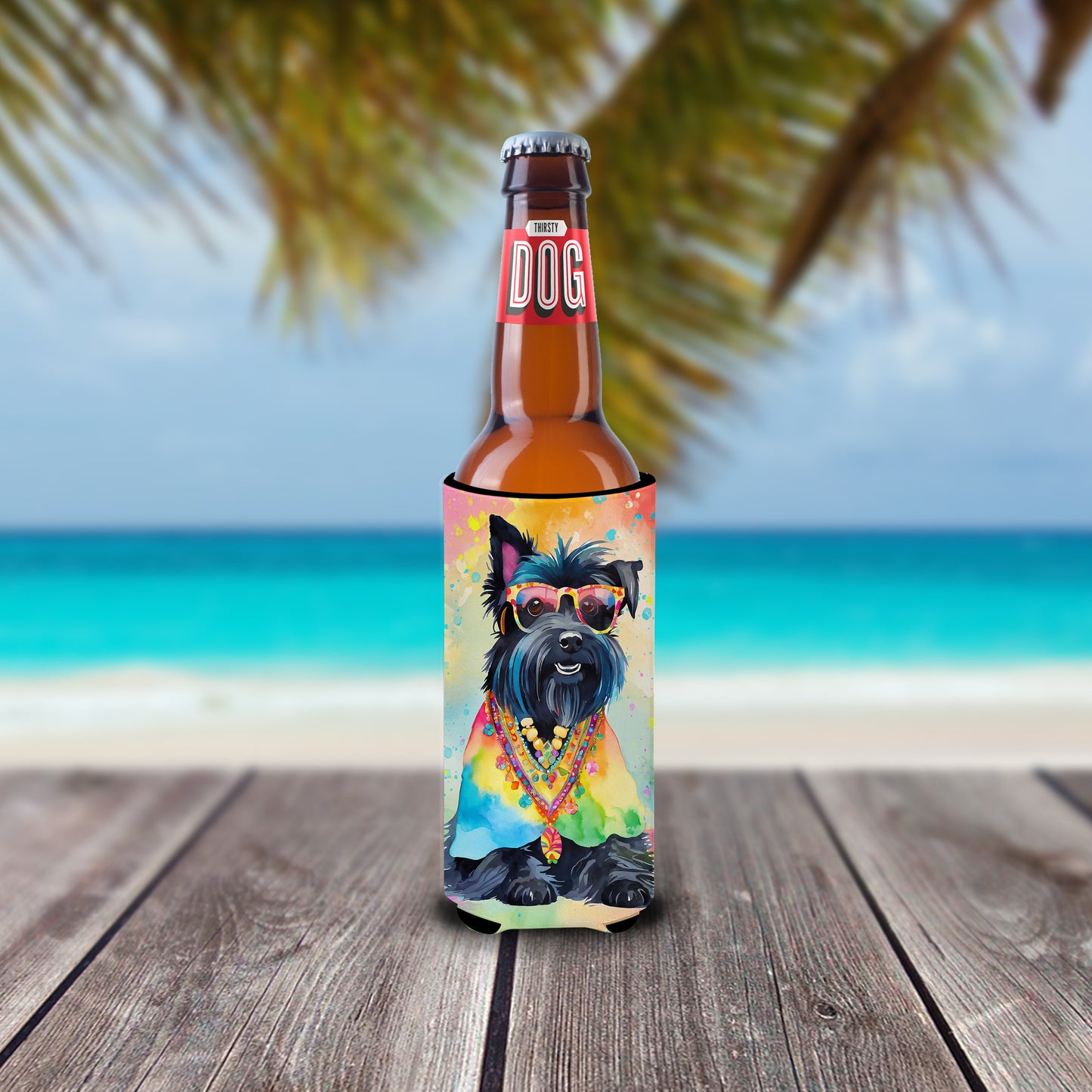 Scottish Terrier Hippie Dawg Hugger for Ultra Slim Cans