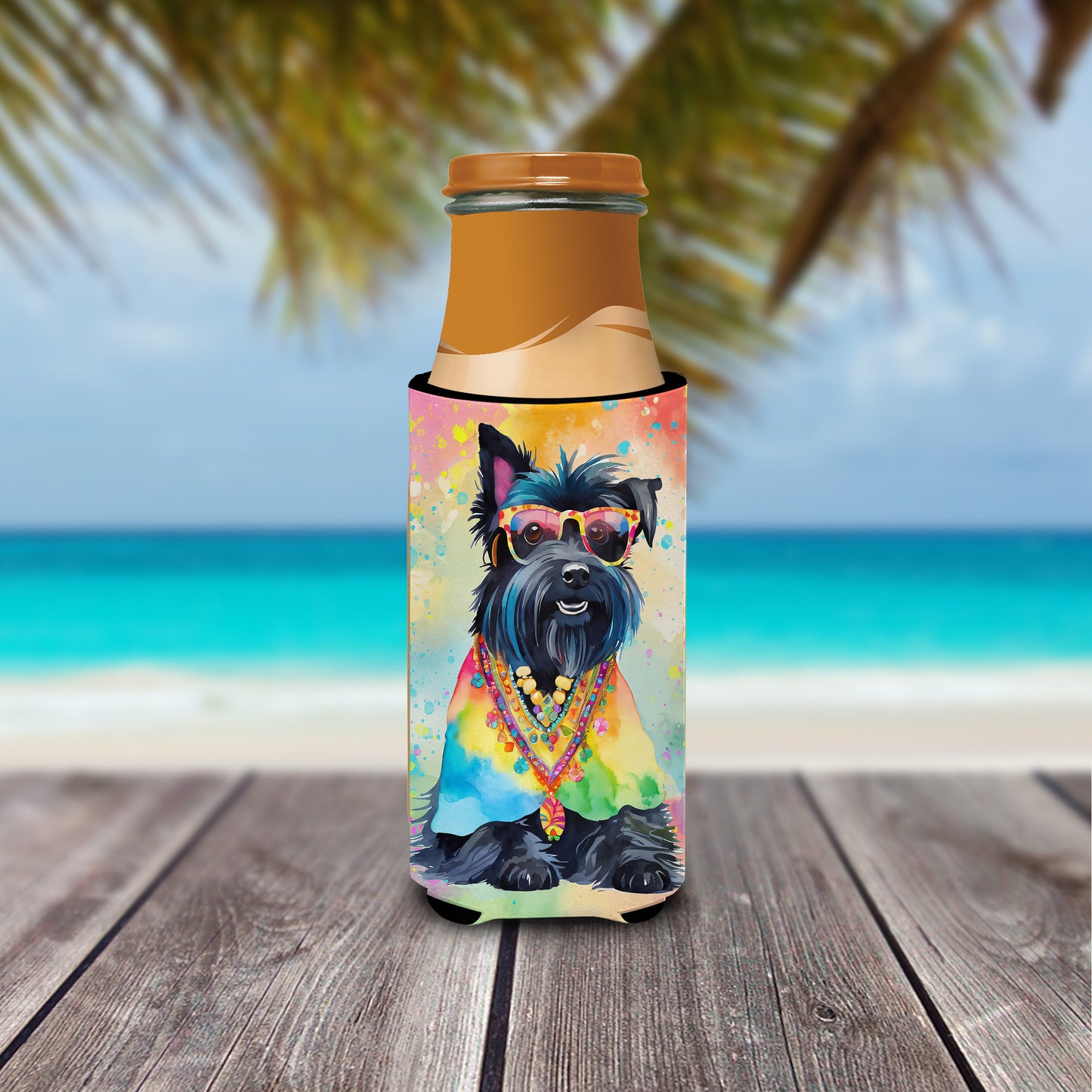 Scottish Terrier Hippie Dawg Hugger for Ultra Slim Cans