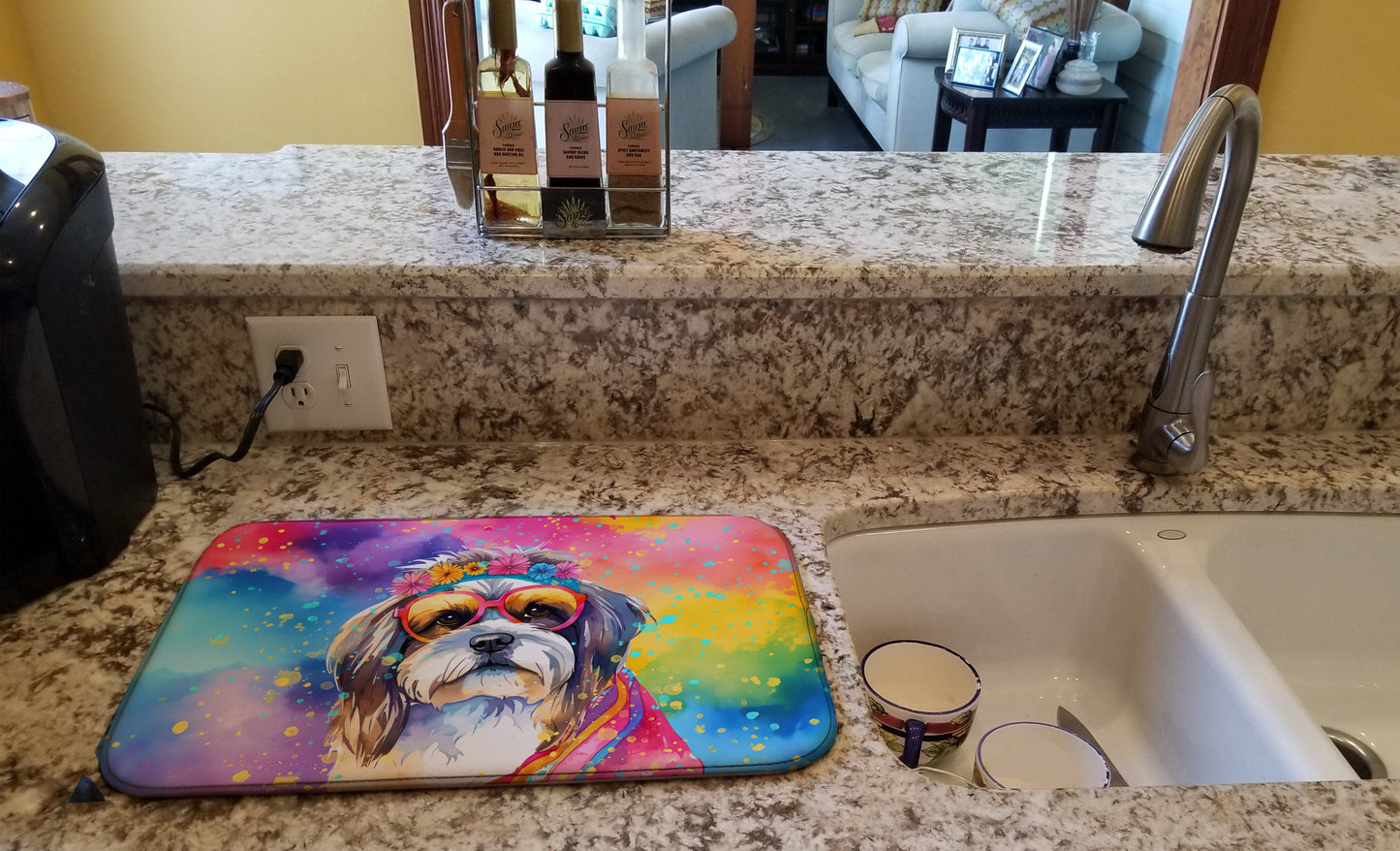 Shih Tzu Hippie Dawg Dish Drying Mat