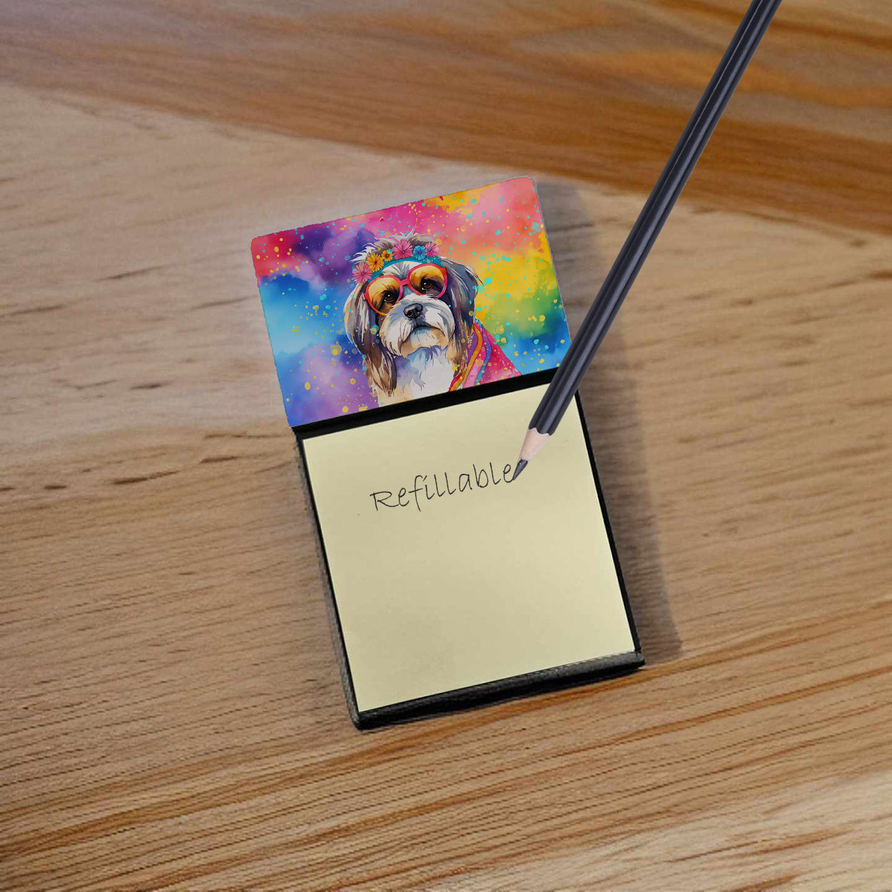 Shih Tzu Hippie Dawg Sticky Note Holder