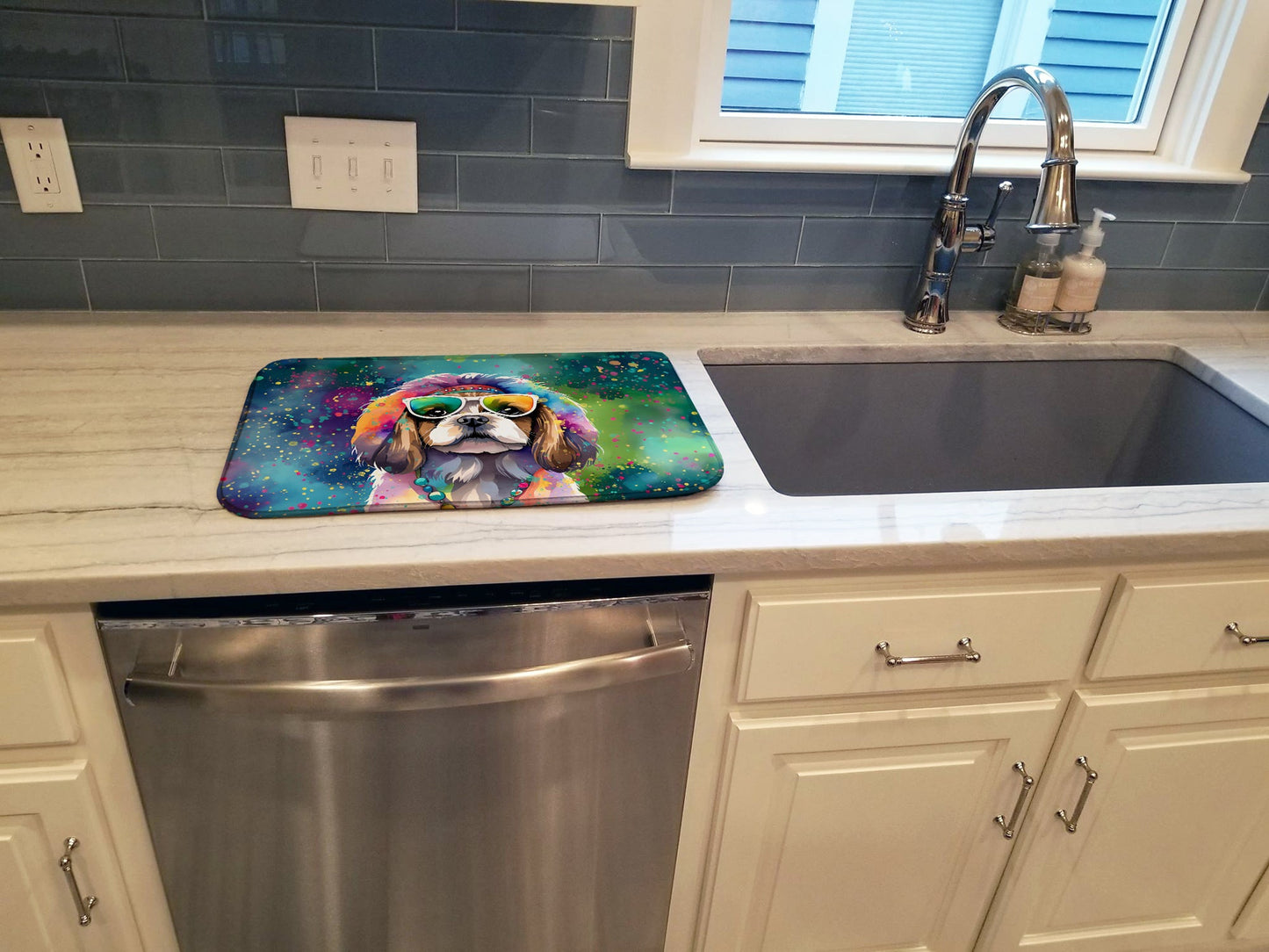Shih Tzu Hippie Dawg Dish Drying Mat
