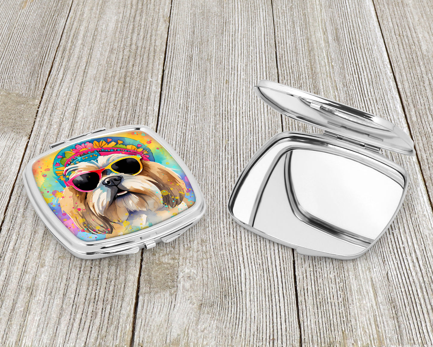 Shih Tzu Hippie Dawg Compact Mirror