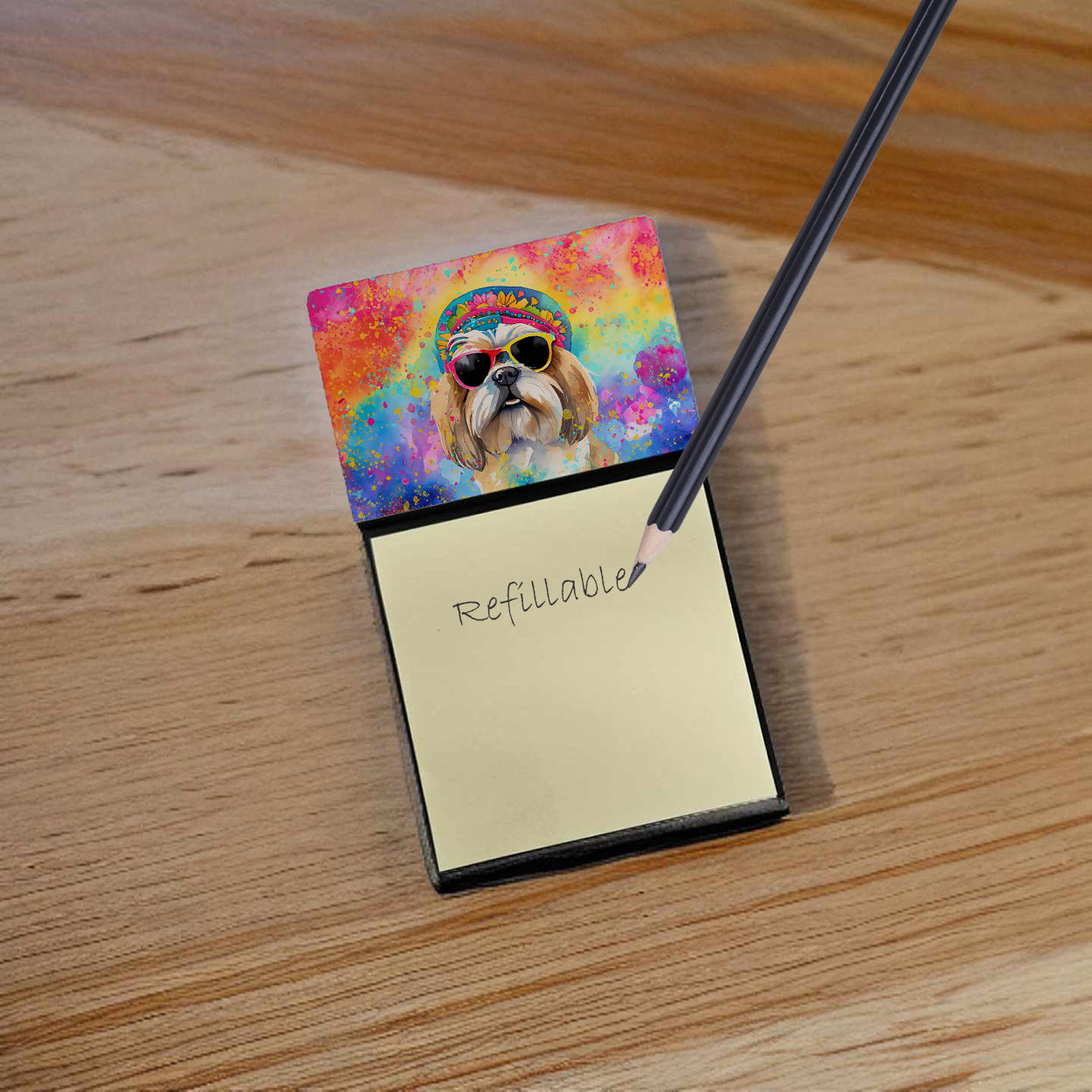 Shih Tzu Hippie Dawg Sticky Note Holder