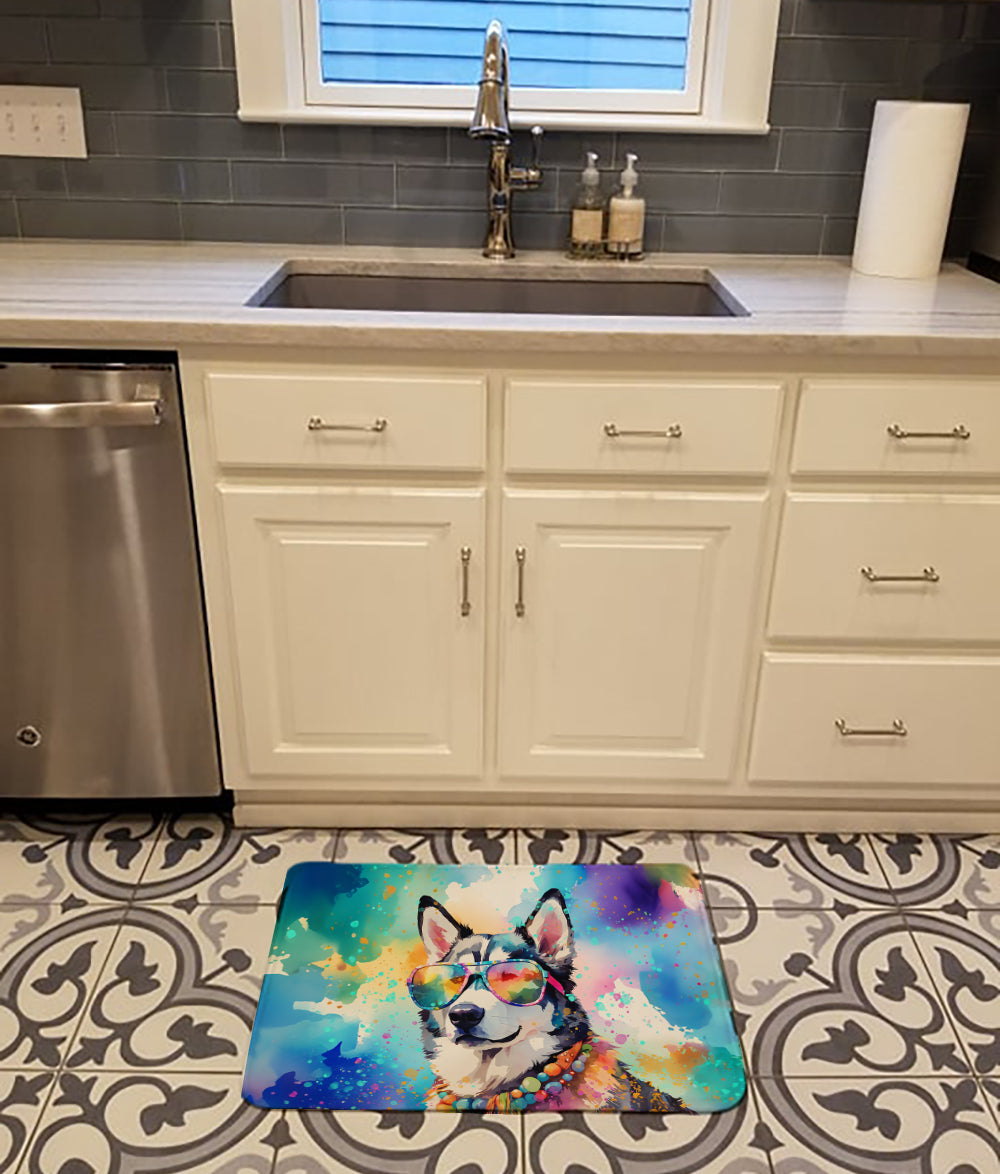 Siberian Husky Hippie Dawg Memory Foam Kitchen Mat