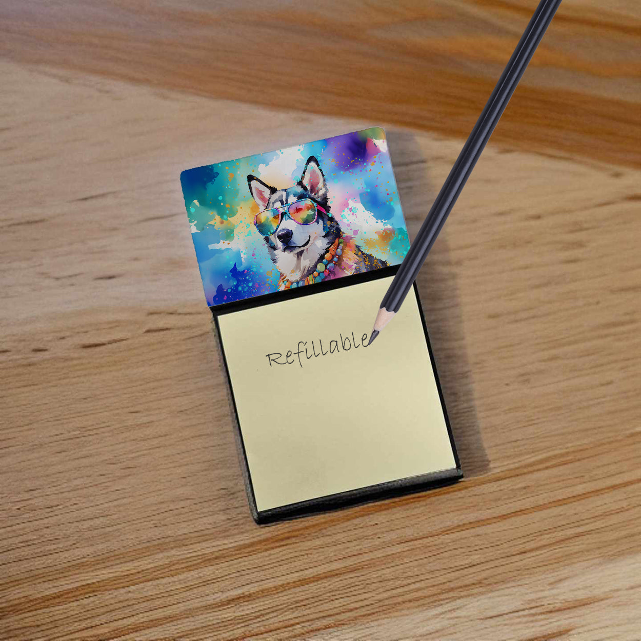 Siberian Husky Hippie Dawg Sticky Note Holder