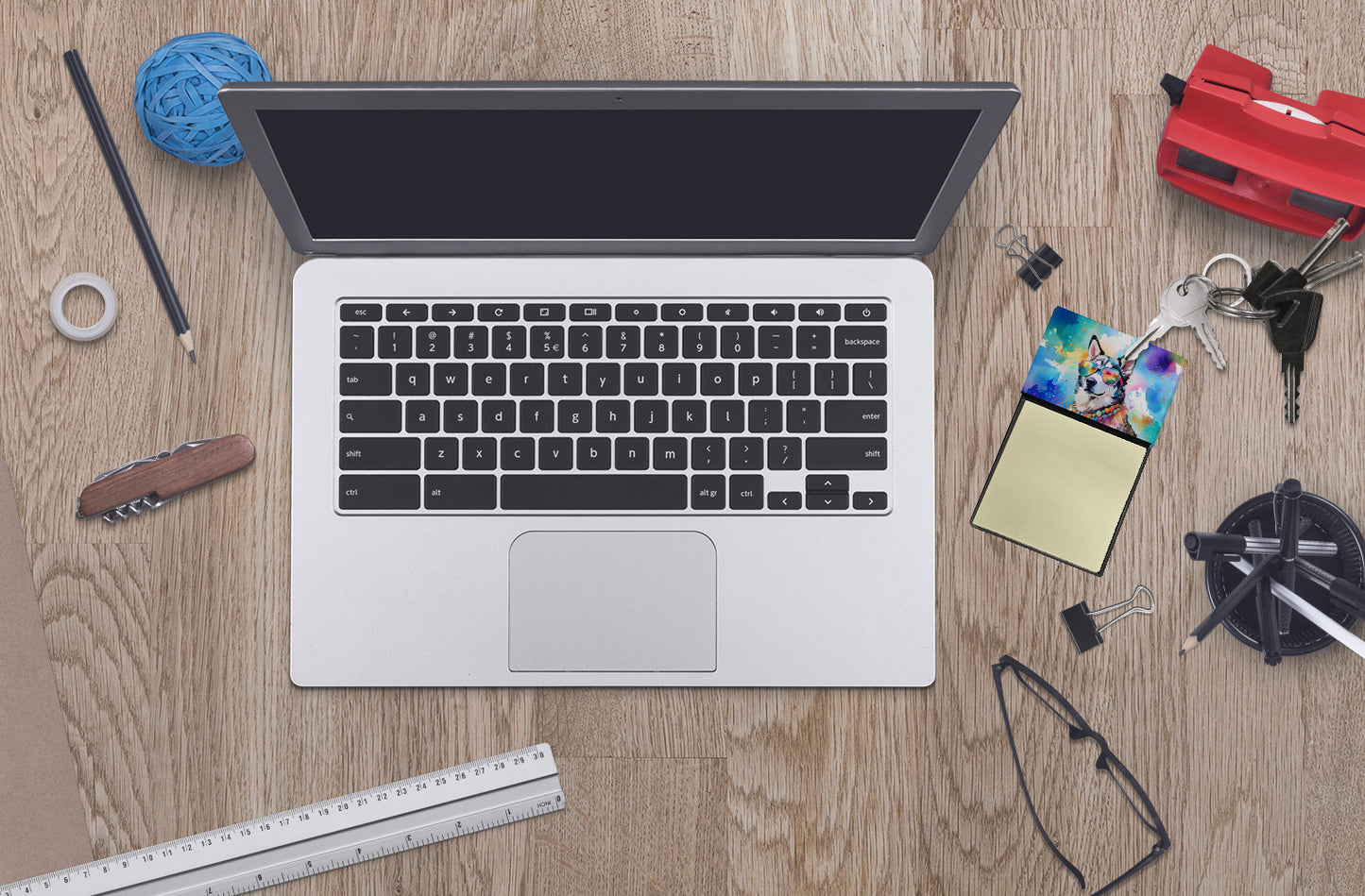 Siberian Husky Hippie Dawg Sticky Note Holder