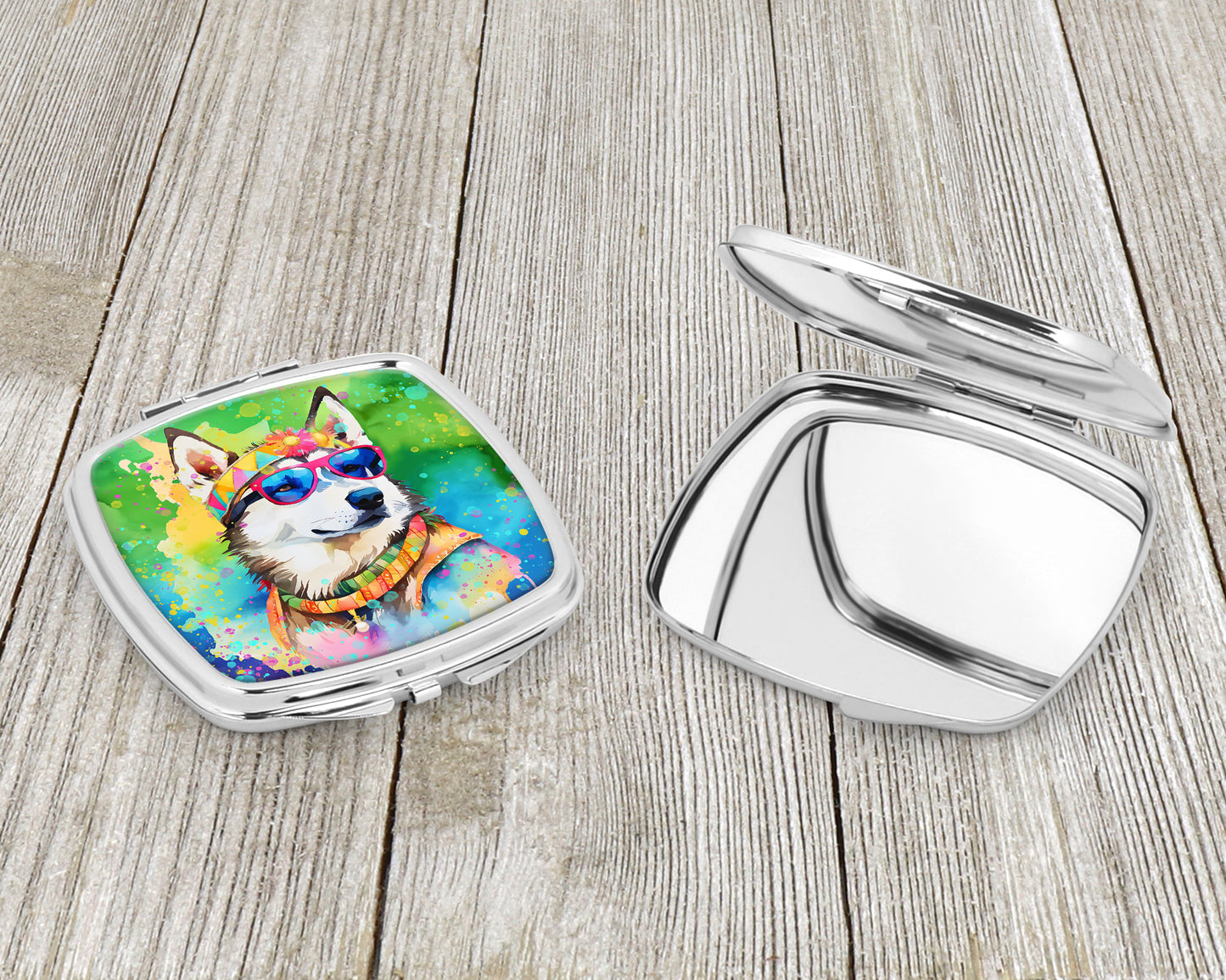 Siberian Husky Hippie Dawg Compact Mirror