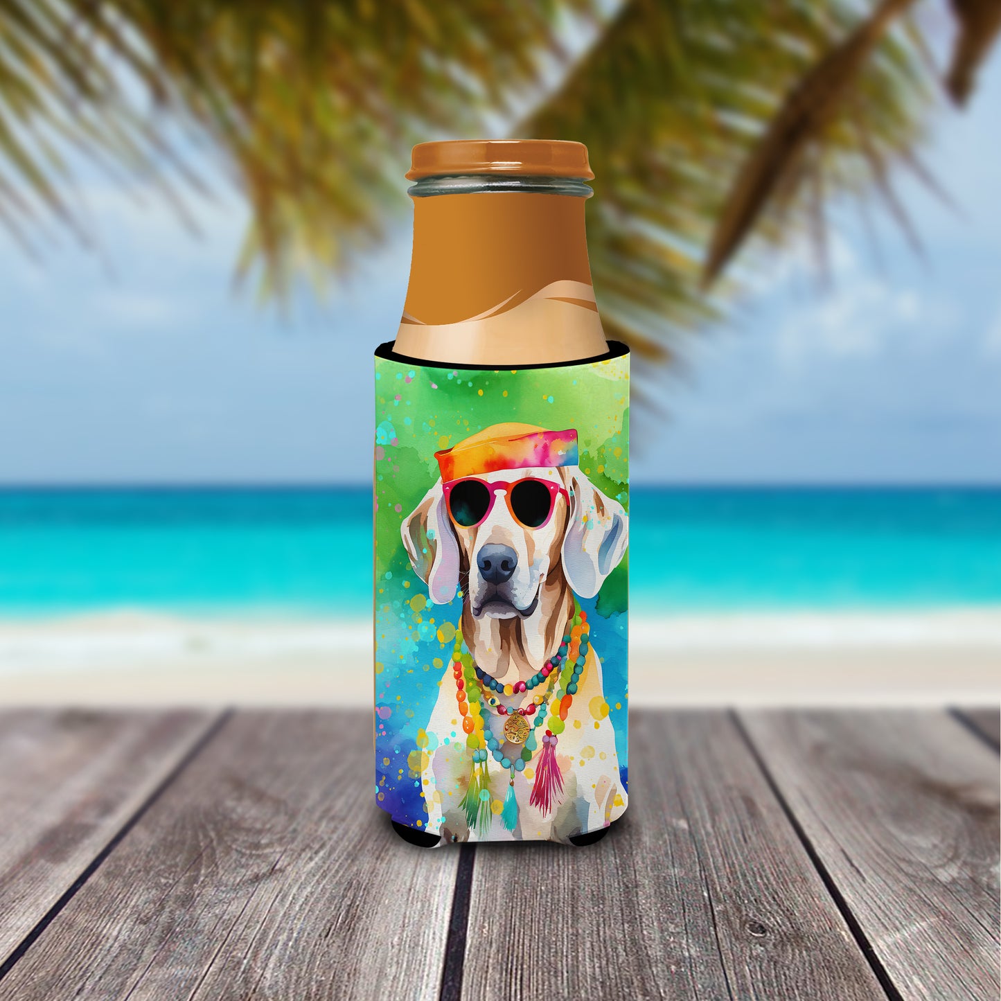 Weimaraner Hippie Dawg Hugger for Ultra Slim Cans