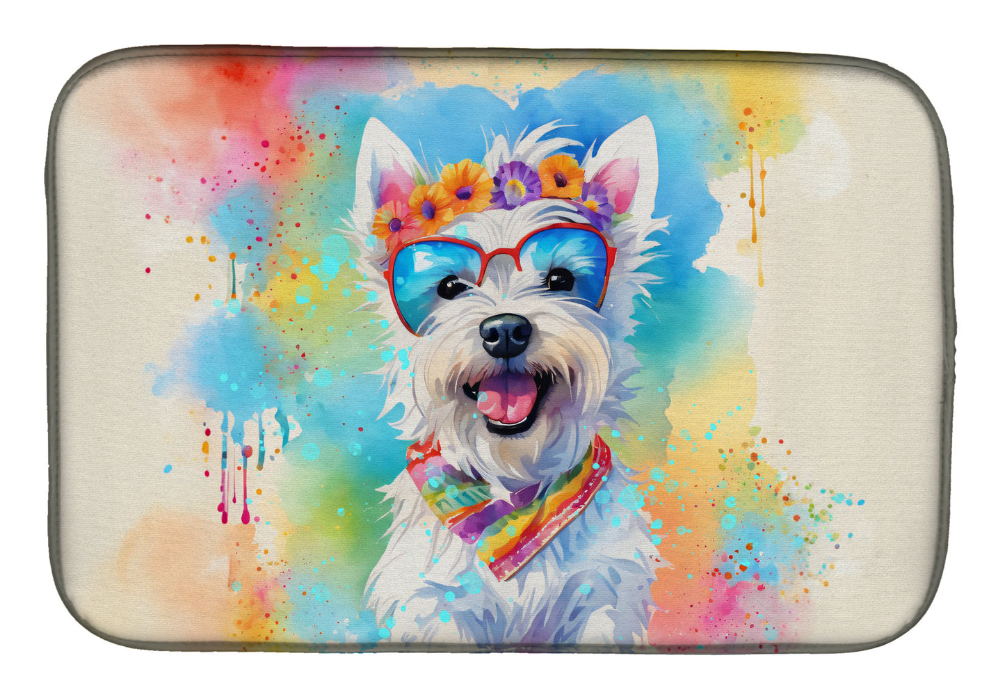Buy this Westie Hippie Dawg Dish Drying Mat