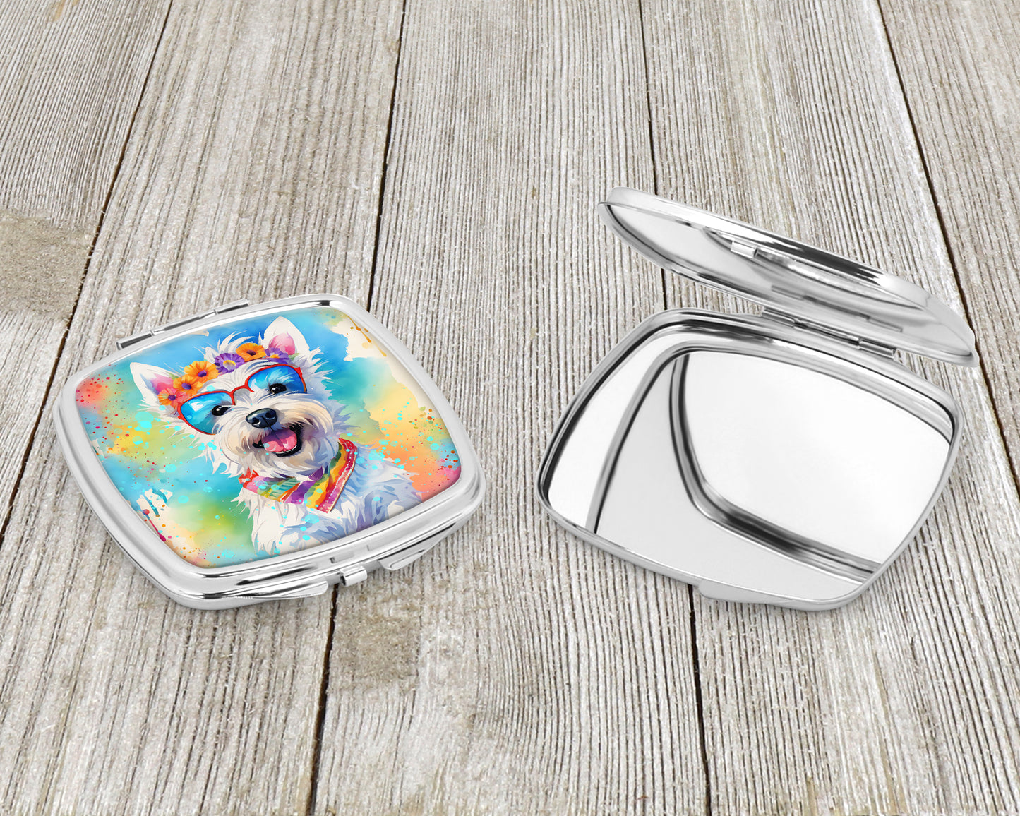 Westie Hippie Dawg Compact Mirror