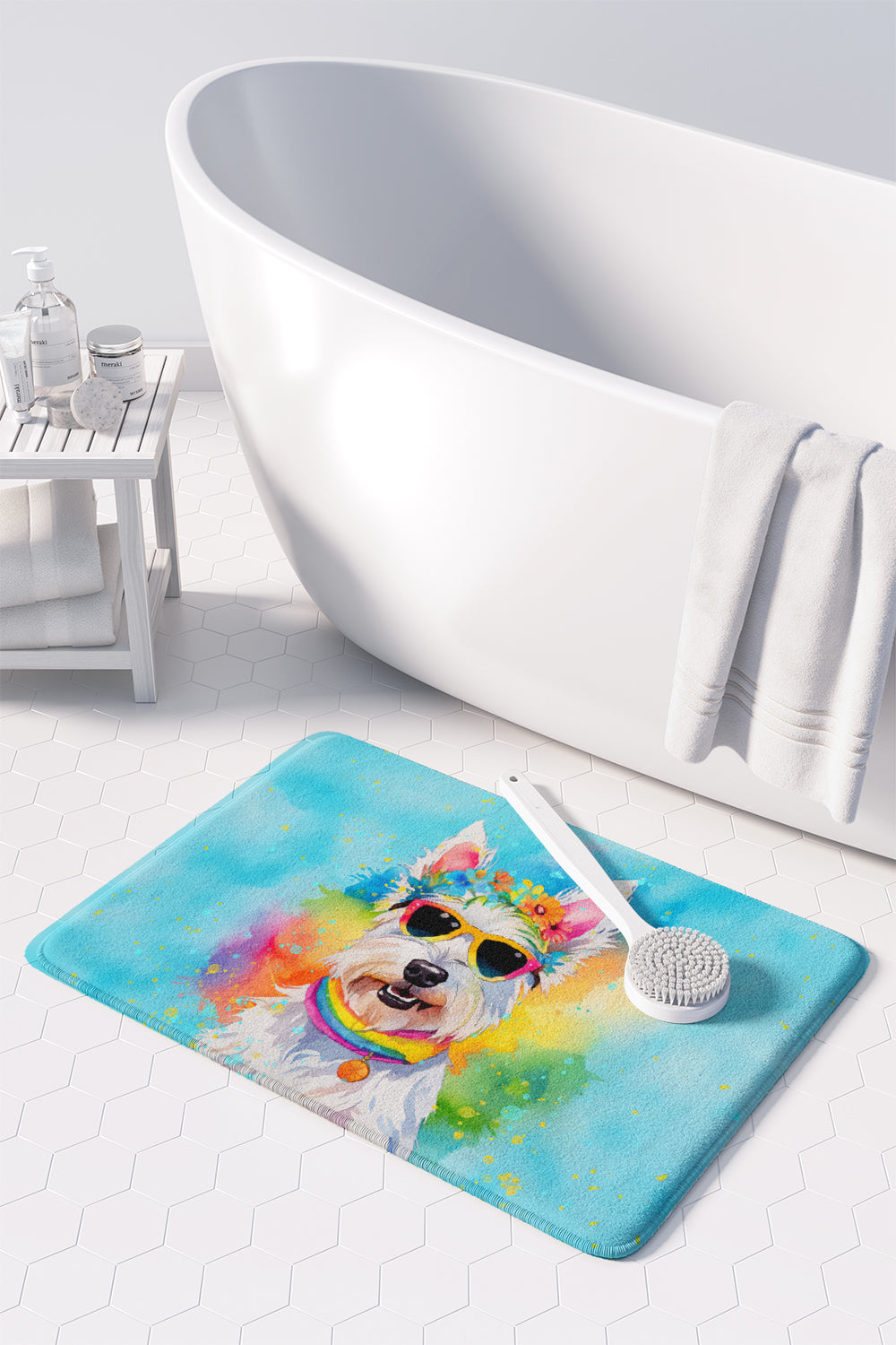 Westie Hippie Dawg Memory Foam Kitchen Mat