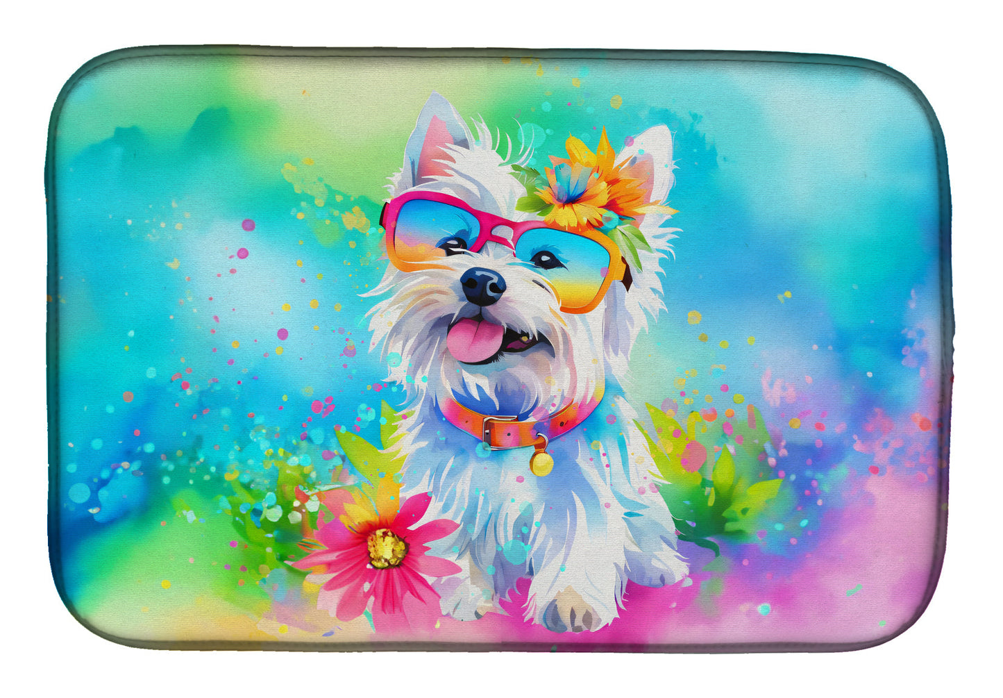 Buy this Westie Hippie Dawg Dish Drying Mat