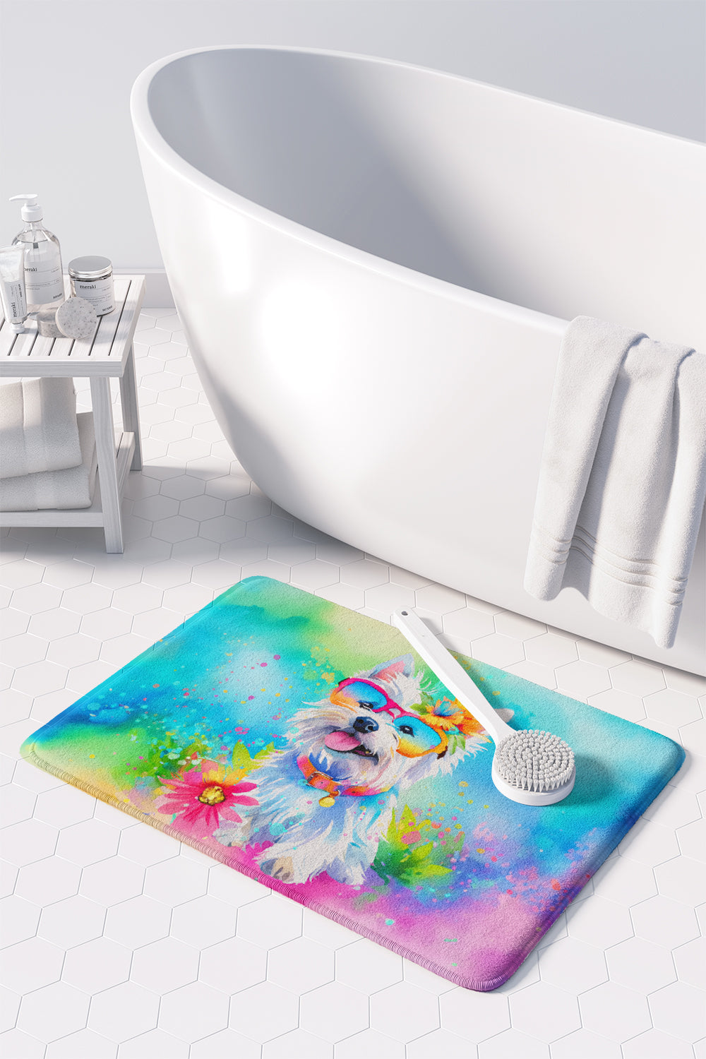 Westie Hippie Dawg Memory Foam Kitchen Mat