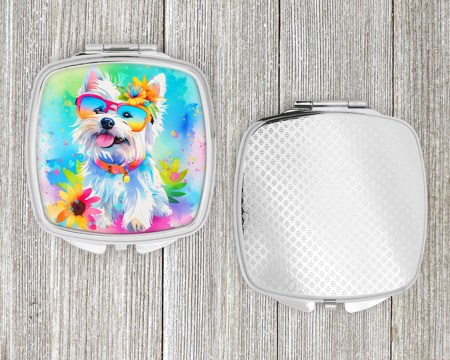 Westie Hippie Dawg Compact Mirror