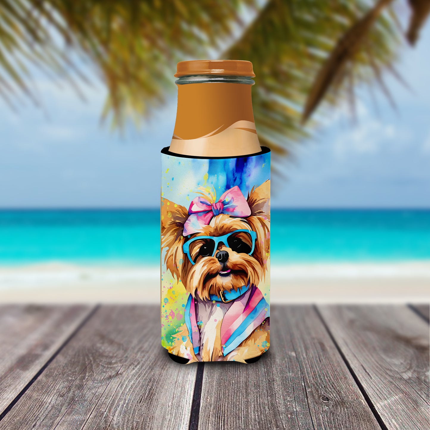 Yorkshire Terrier Hippie Dawg Hugger for Ultra Slim Cans