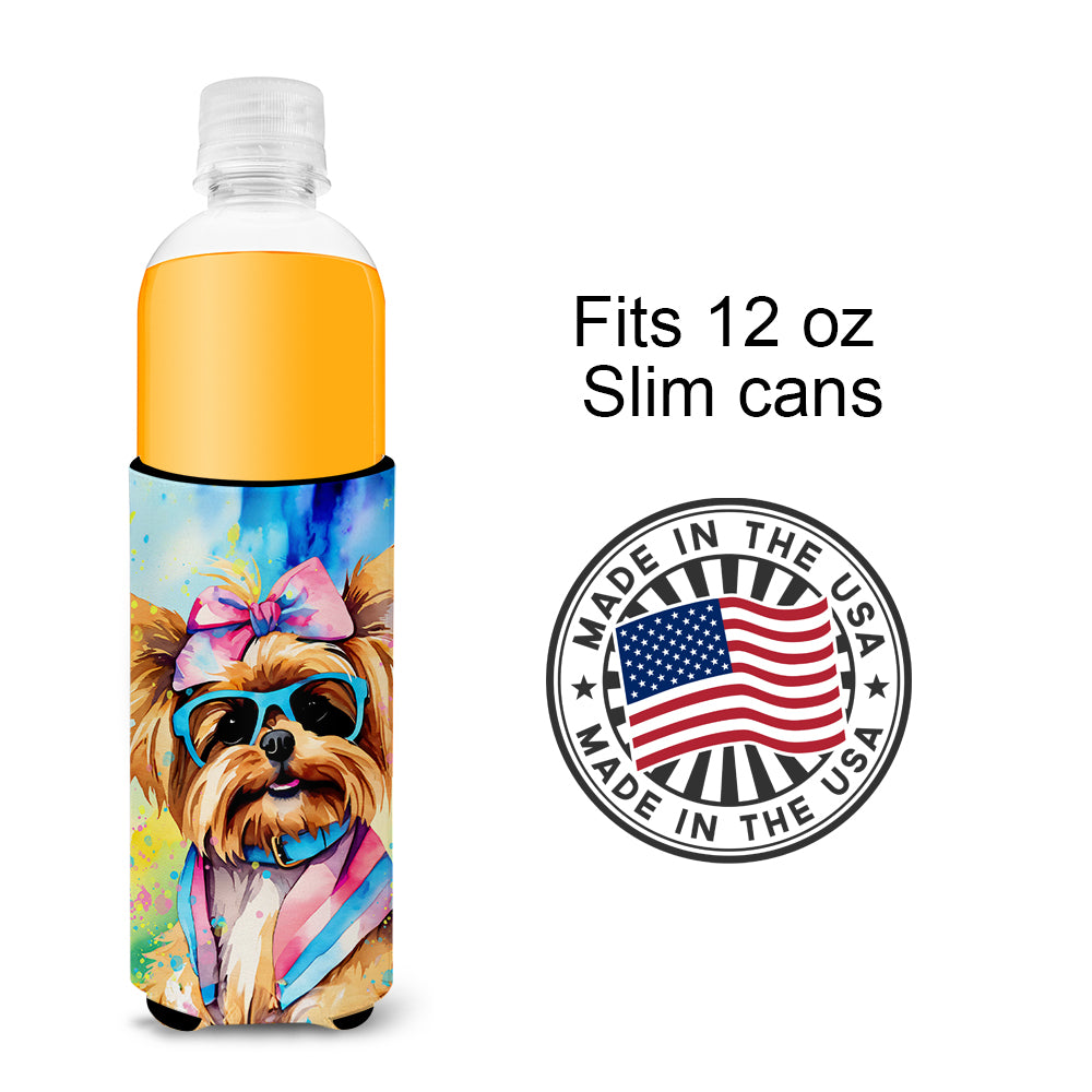 Yorkshire Terrier Hippie Dawg Hugger for Ultra Slim Cans