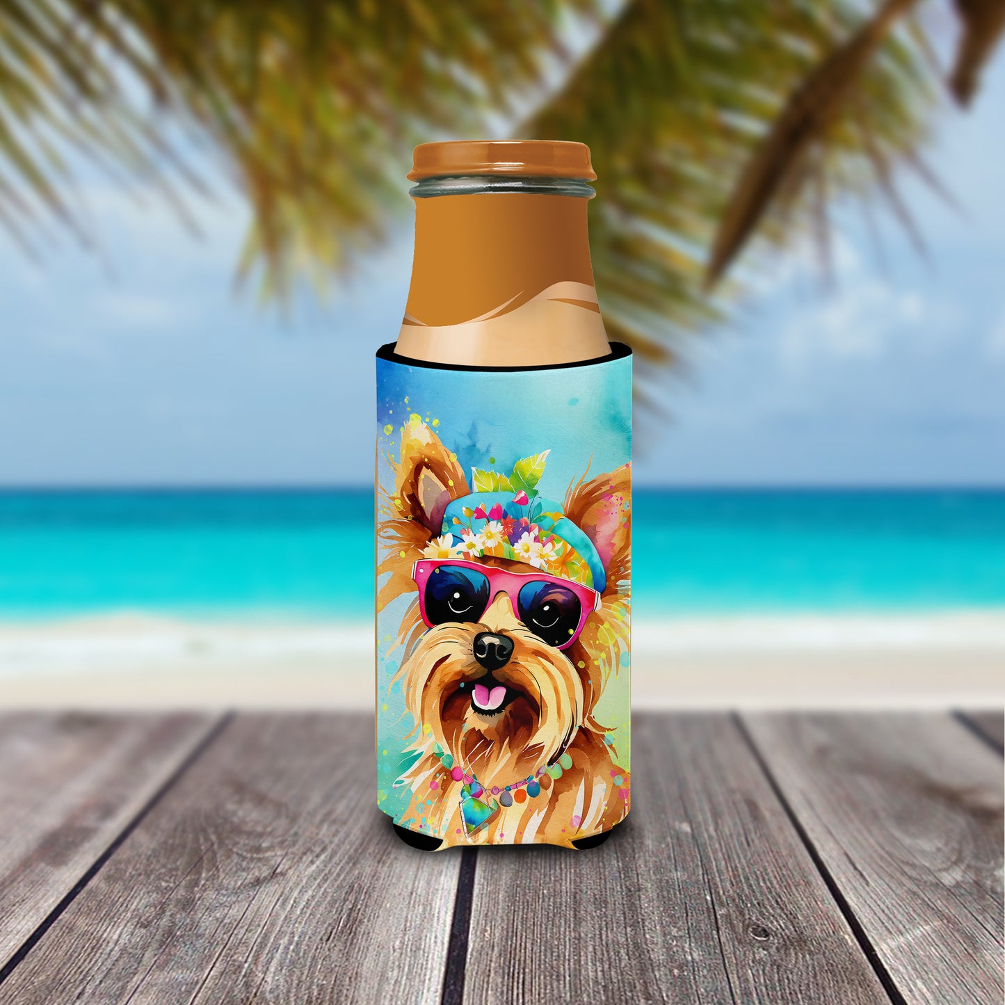 Yorkshire Terrier Hippie Dawg Hugger for Ultra Slim Cans