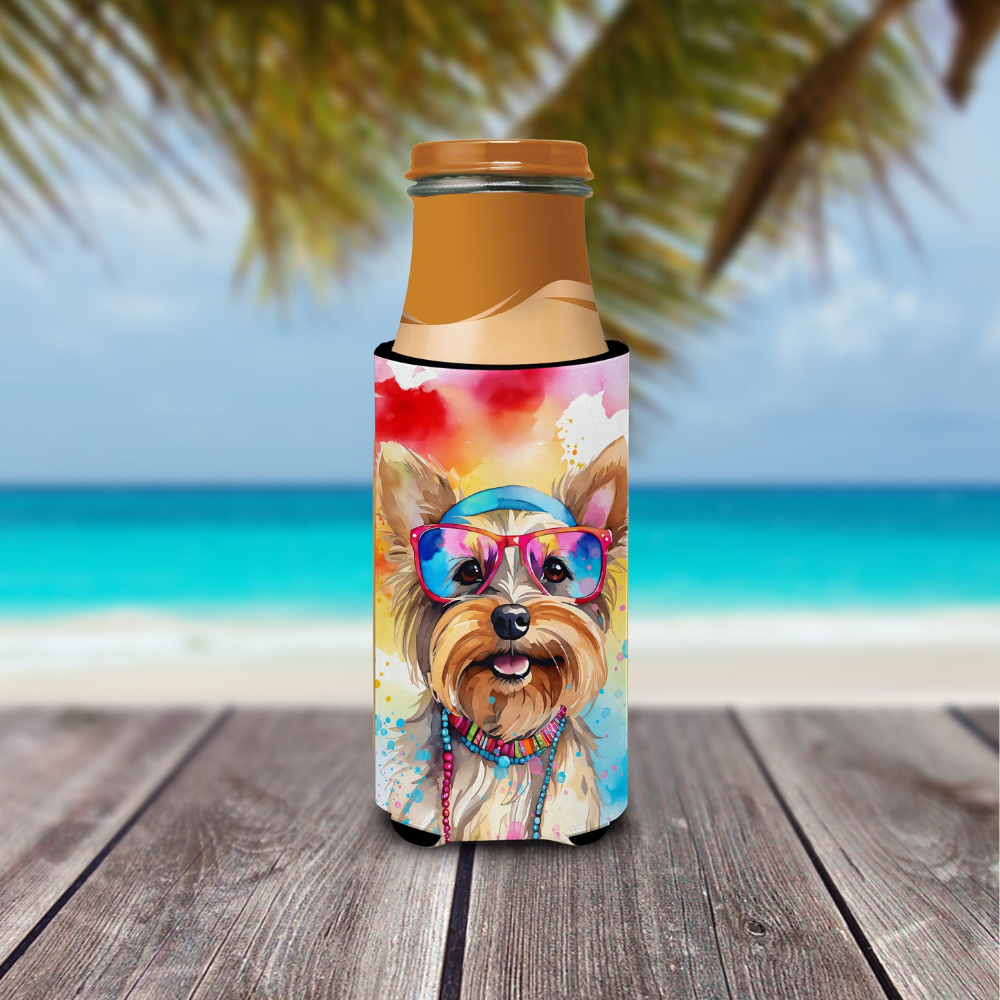 Yorkshire Terrier Hippie Dawg Hugger for Ultra Slim Cans