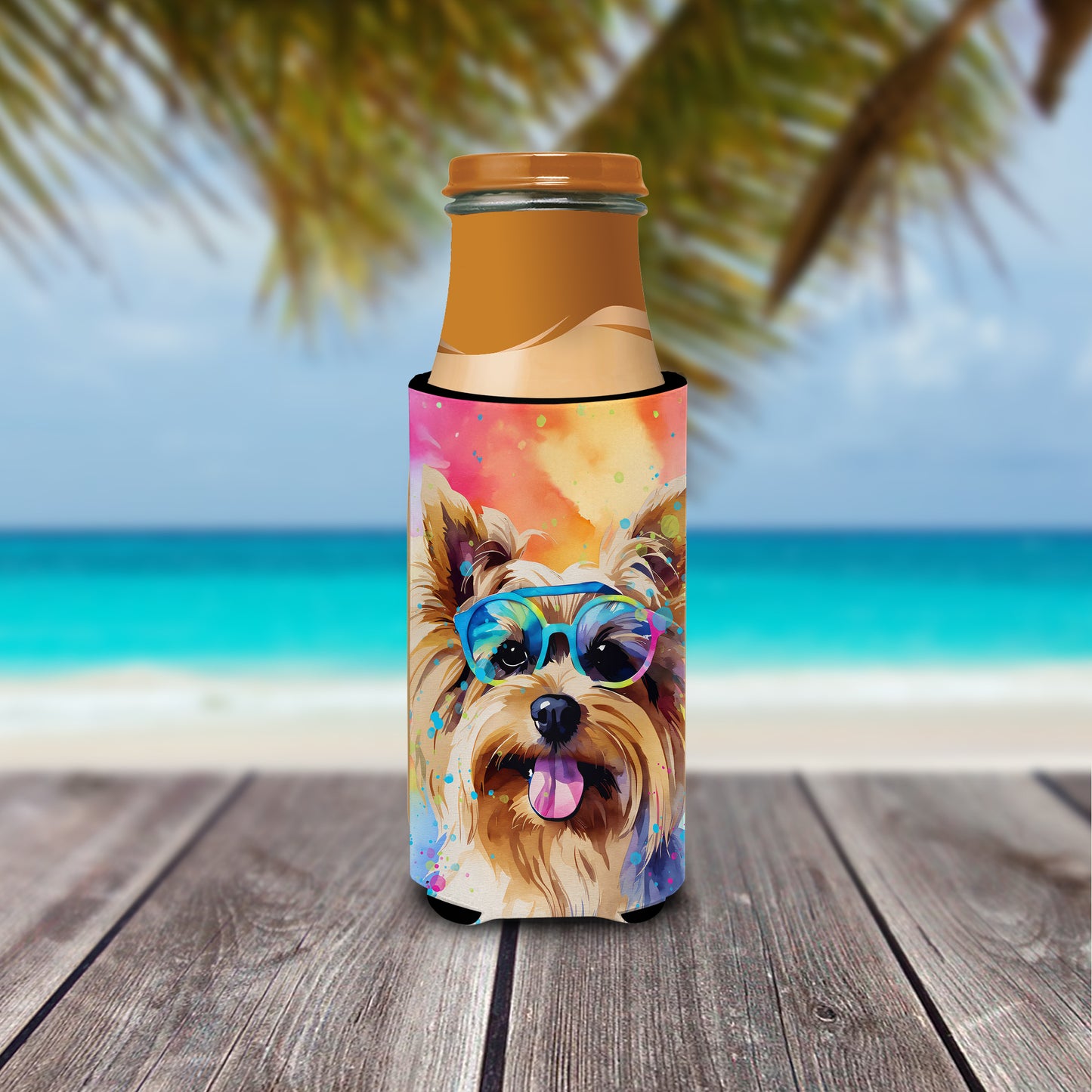 Yorkshire Terrier Hippie Dawg Hugger for Ultra Slim Cans