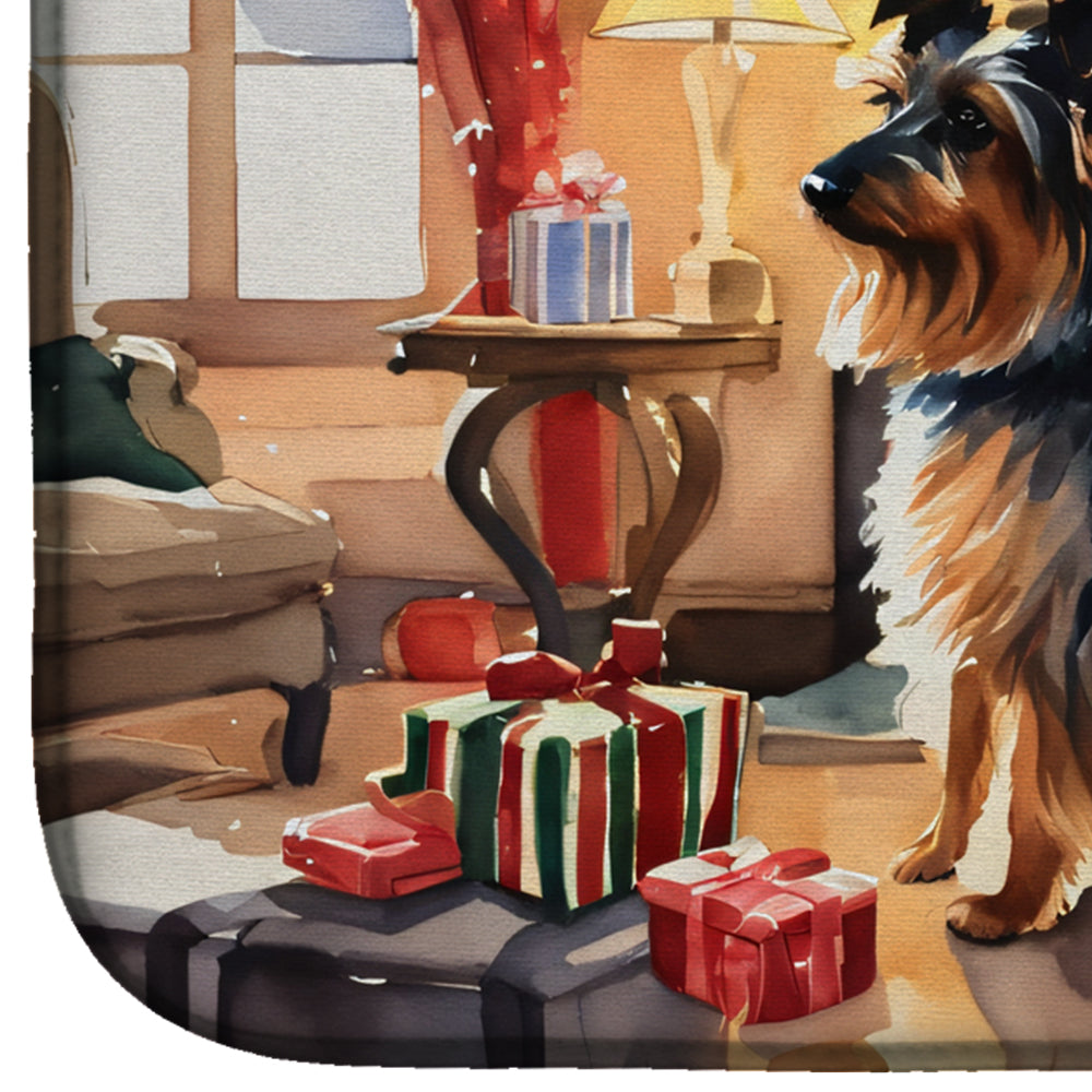 Australian Terrier Cozy Christmas Dish Drying Mat